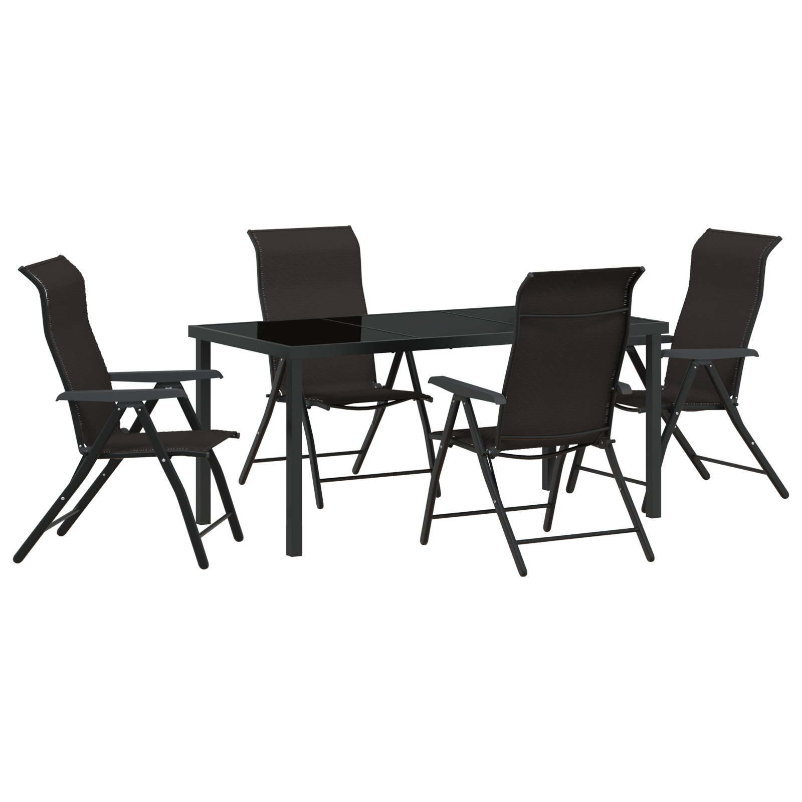 5 Piece Garden Dining Set Black Poly Rattan - Image 2