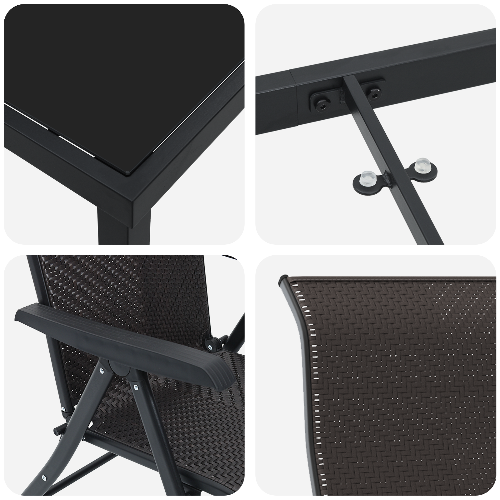 7-членен комплект градински мебели с черен полиратан - Image 9