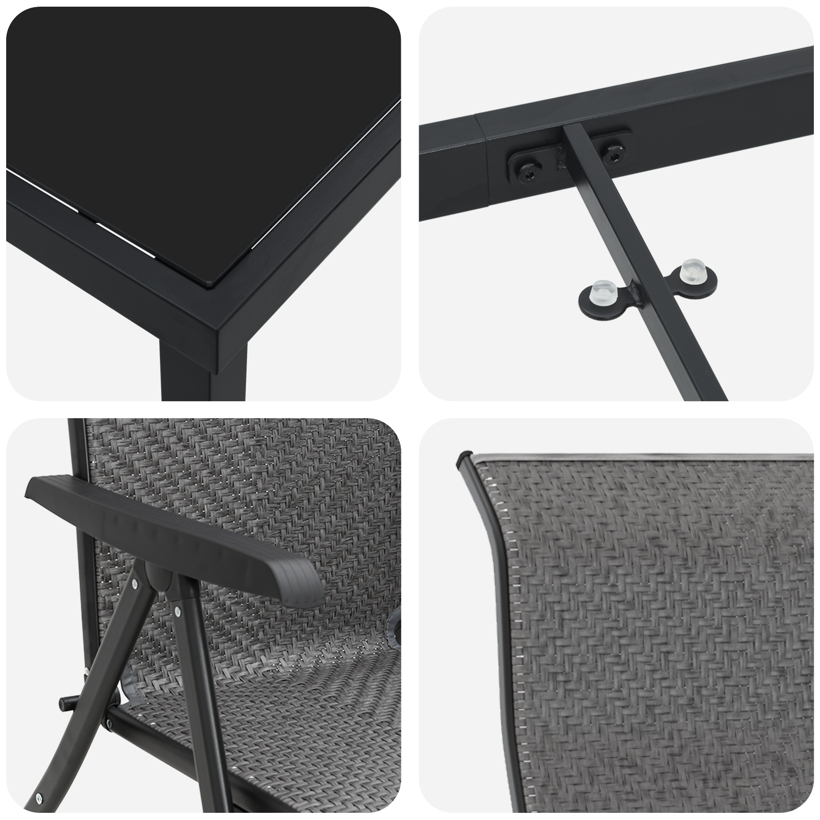 3 части градински комплект за хранене сив полиратан - Image 9