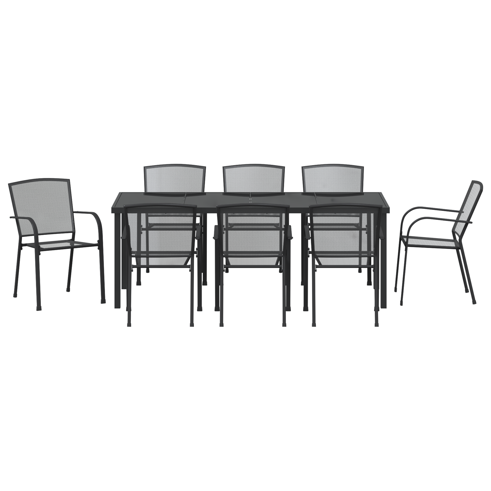 Комплект от 9 градински трапезни стола, антрацитна стомана - Image 7