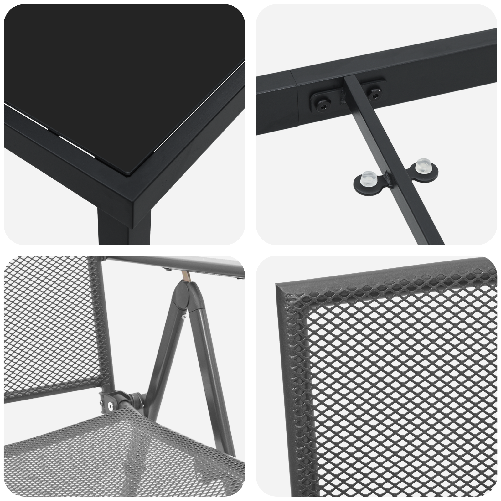 Комплект трапезарни столове  от 3 части, антрацитова стомана - Image 9