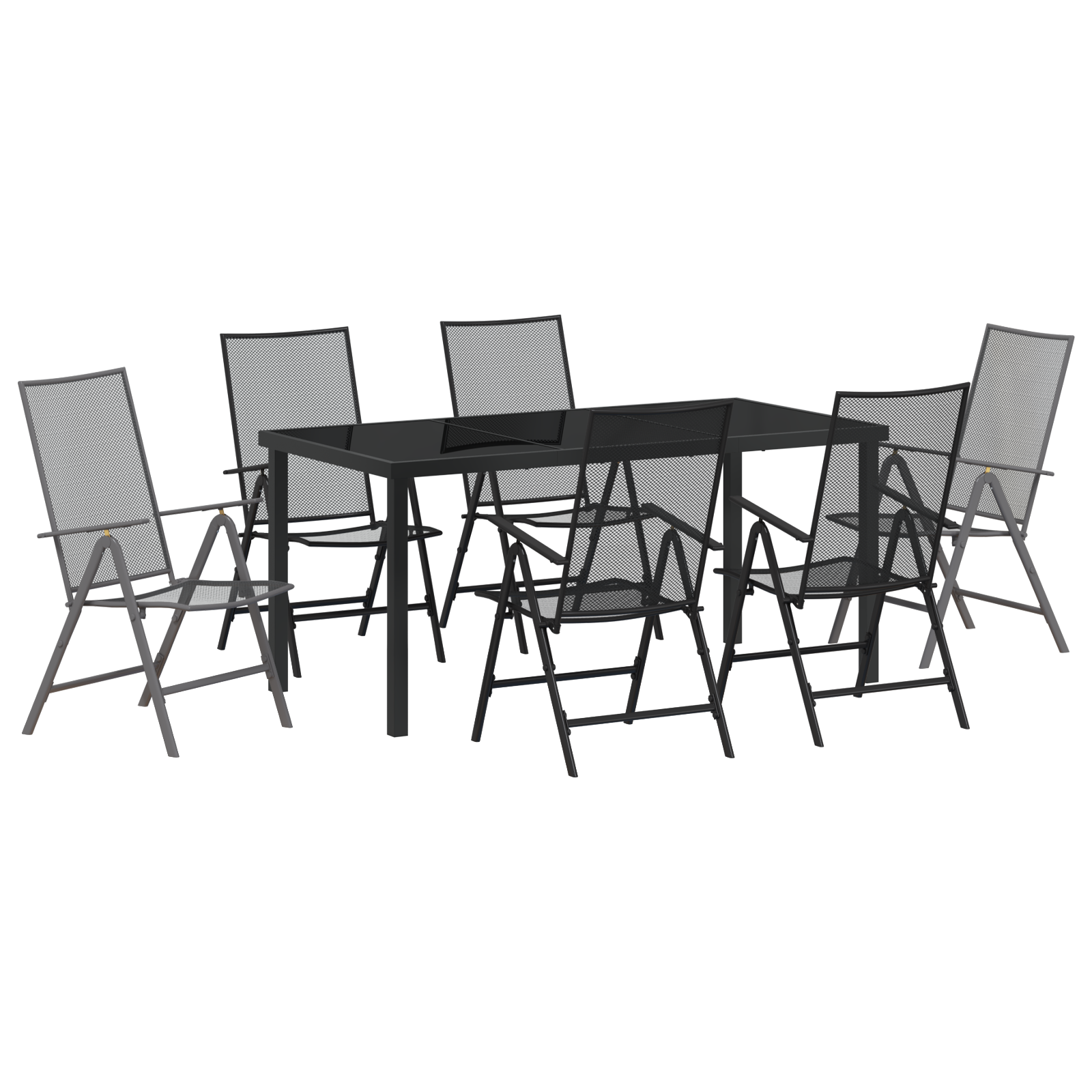 7 Piece Garden Dining Set Anthracite Steel - Image 2