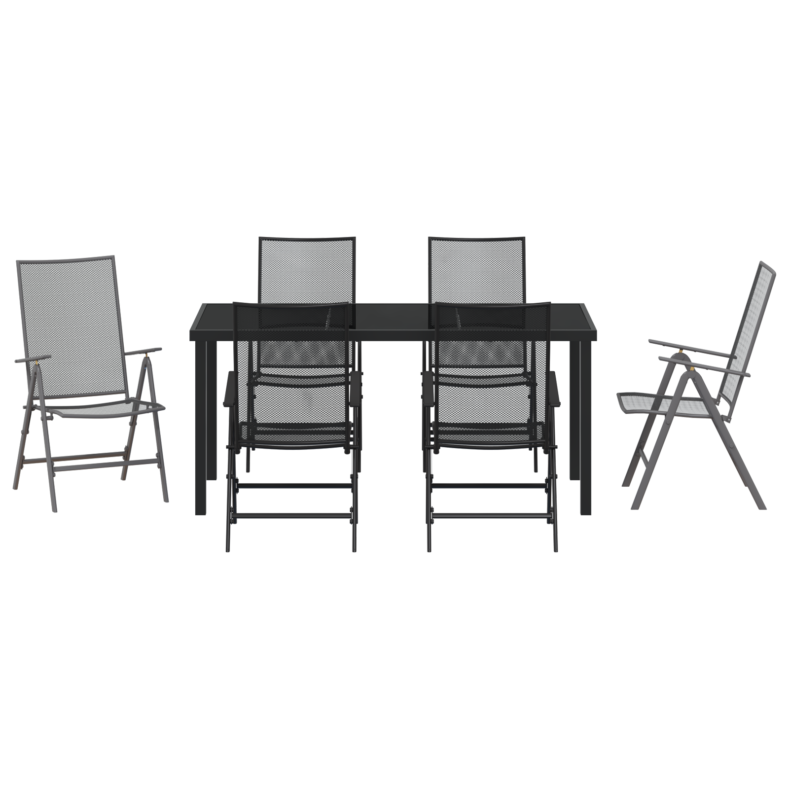 7 Piece Garden Dining Set Anthracite Steel - Image 7