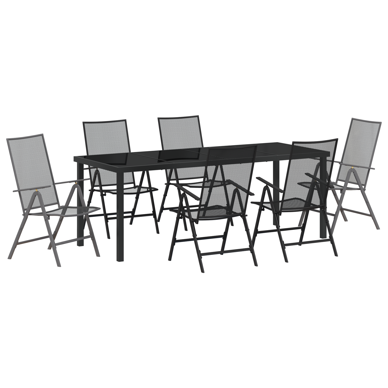 Thumbnail - vidaXL 7-teiliges Garten-Esszimmer Set in Anthrazit aus Stahl