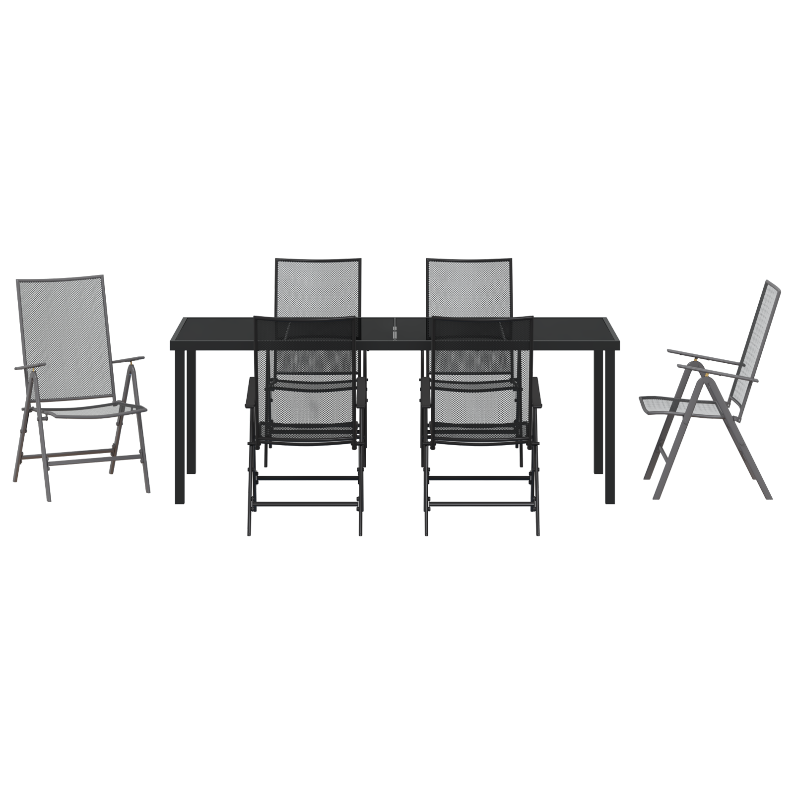 Градинска трапезария  7 части антрацитова стомана - Image 7