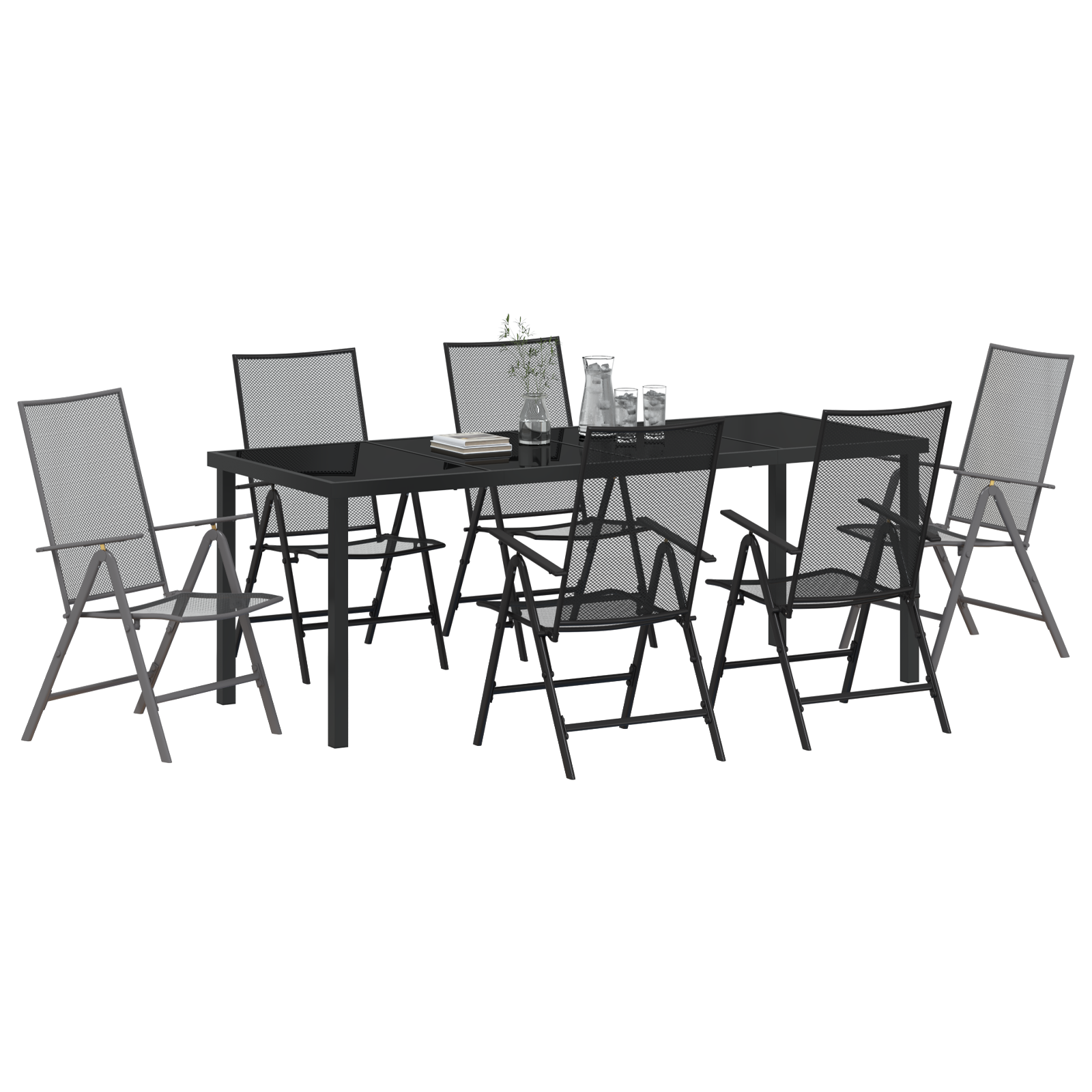 Thumbnail - vidaXL 7-teiliges Garten-Esszimmer Set in Anthrazit aus Stahl