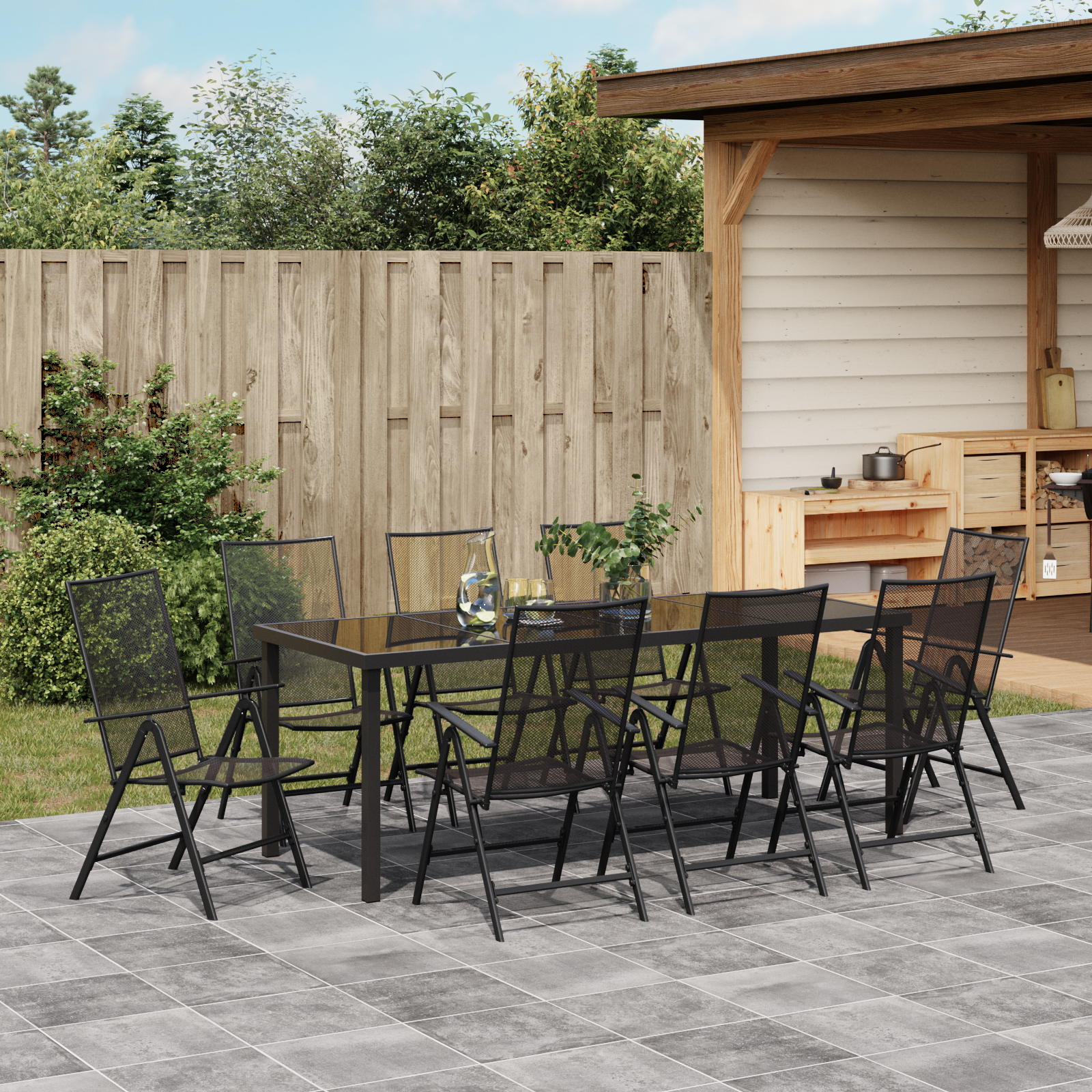 Комплект градински мебели  9 части Антрацит стомана - Image 4