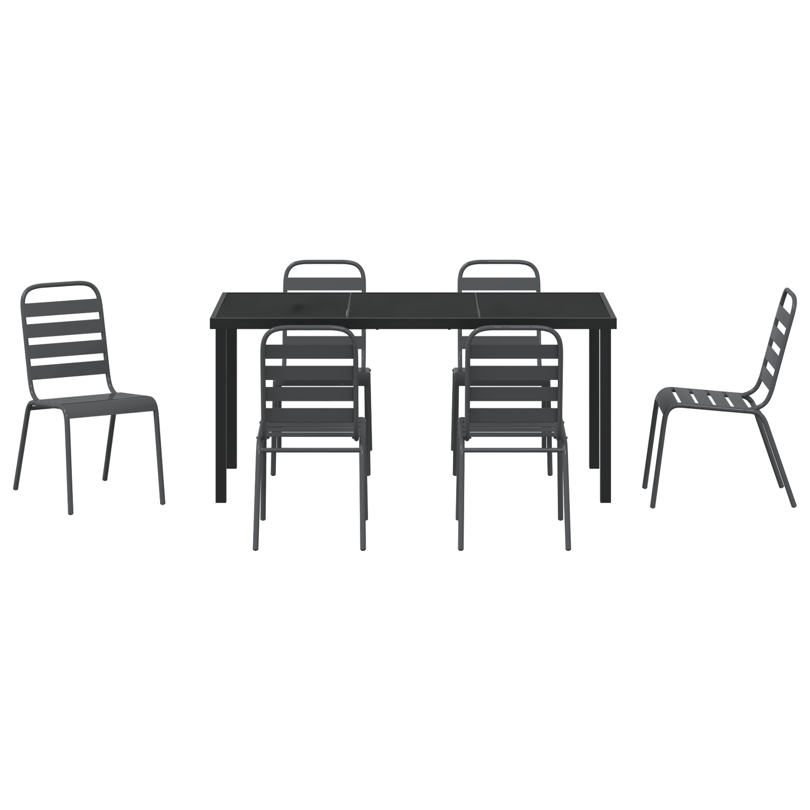 7 Piece Garden Dining Set Dark Grey Steel - Image 7