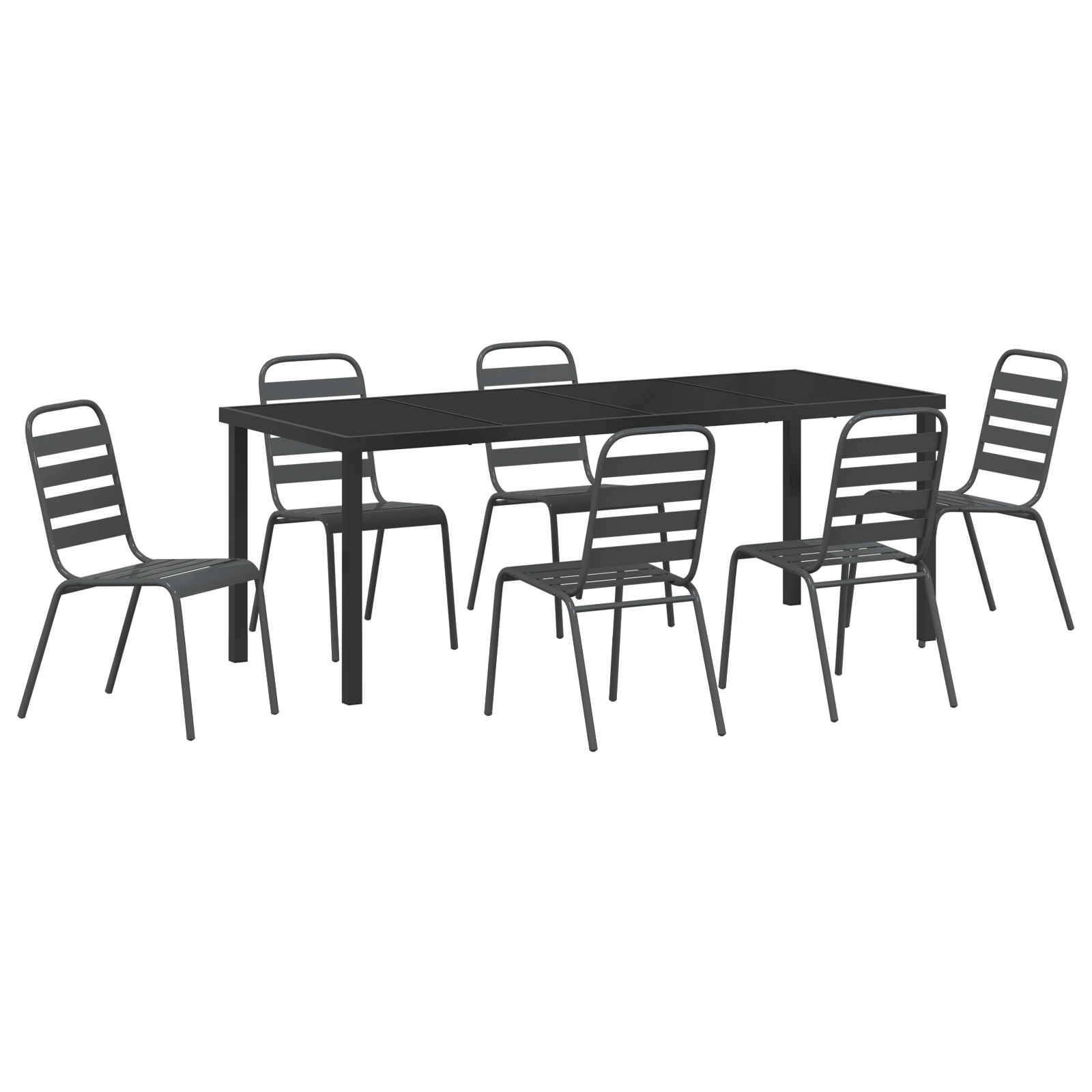 Thumbnail - vidaXL 7-teiliges Garten Esszimmer Set Dunkelgrau Stahl