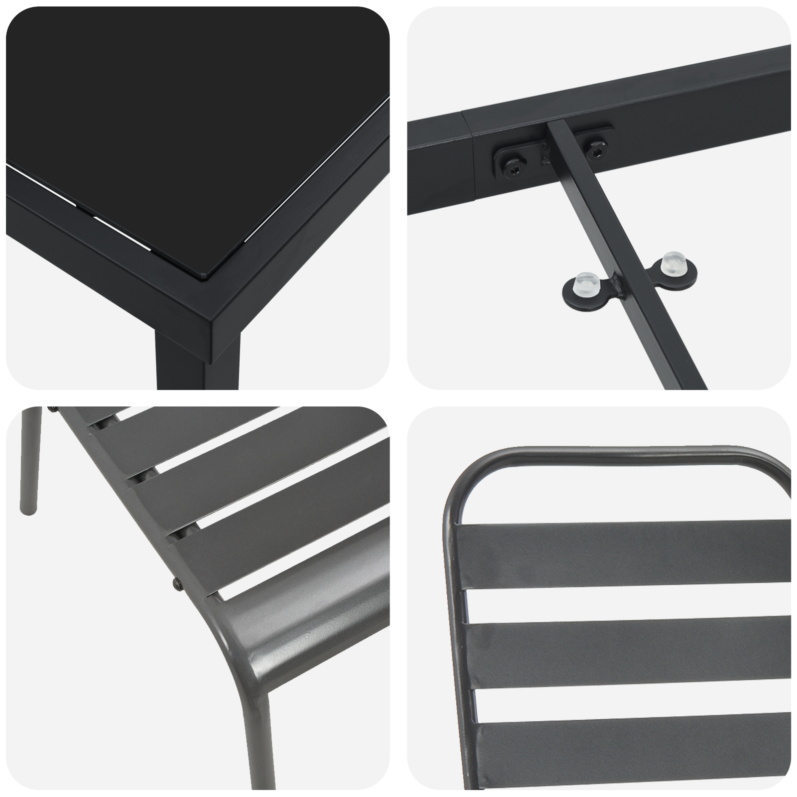 9 Членен Комплект за Градинско Хранене Тъмен Сив Стомана - Image 9