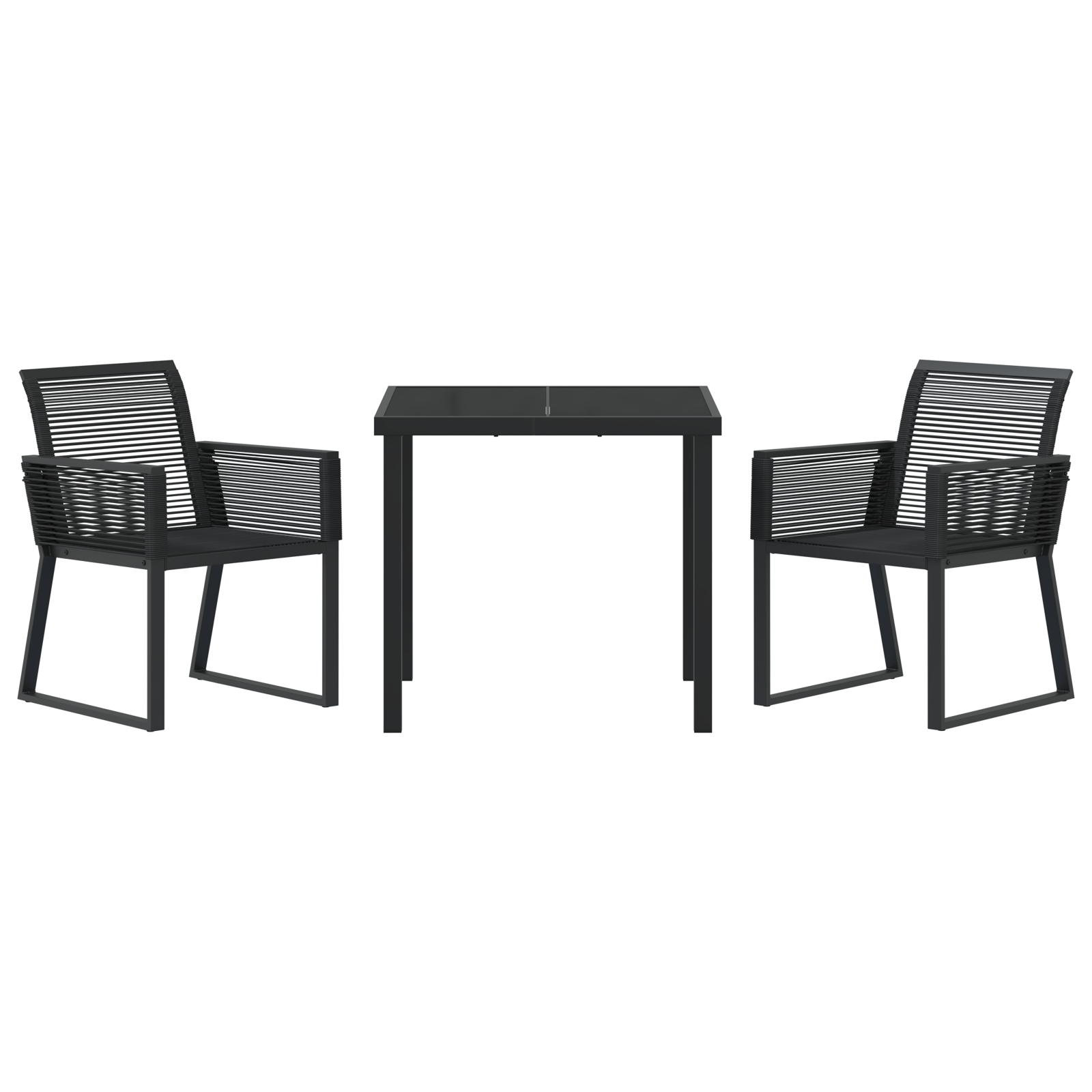 3 Piece Garden Dining Set Black Poly Rattan - Image 7