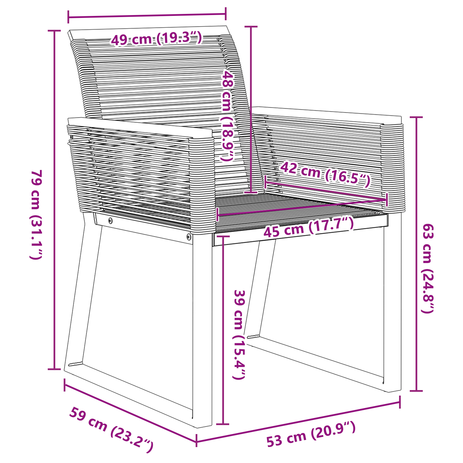 3 Piece Garden Dining Set Black Poly Rattan - Image 10