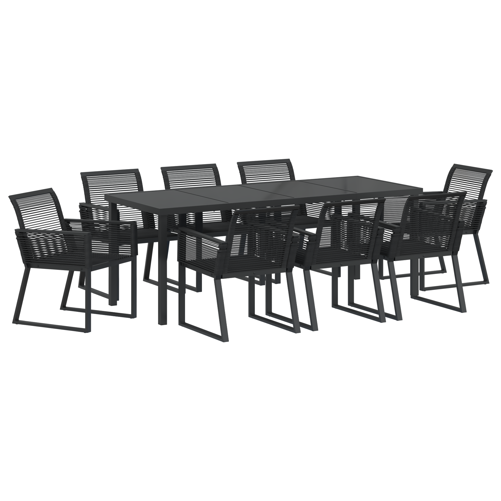 Thumbnail - vidaXL 9-teiliges Set Gartentische aus schwarzem Poly-Rattan
