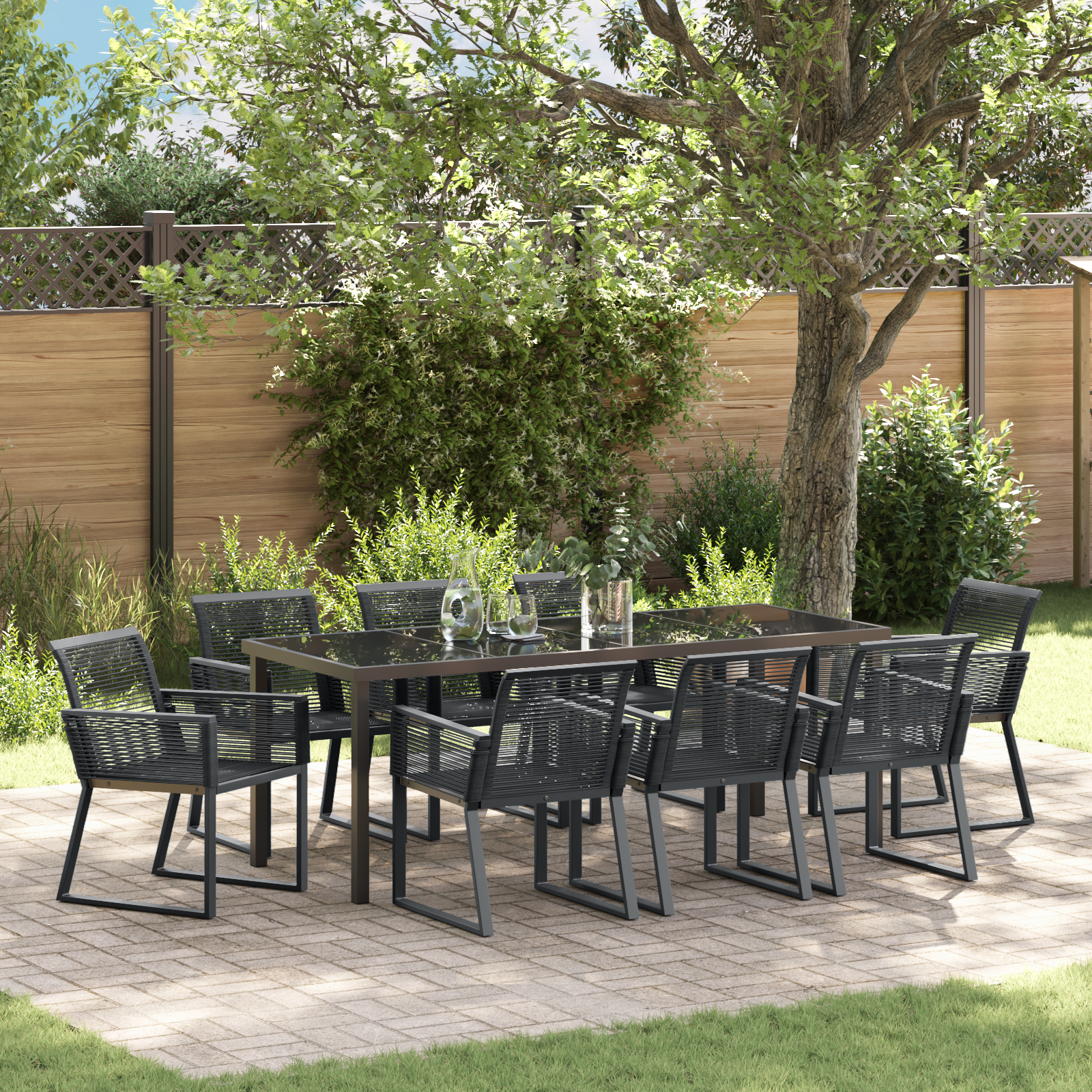 Thumbnail - vidaXL 9-teiliges Set Gartentische aus schwarzem Poly-Rattan