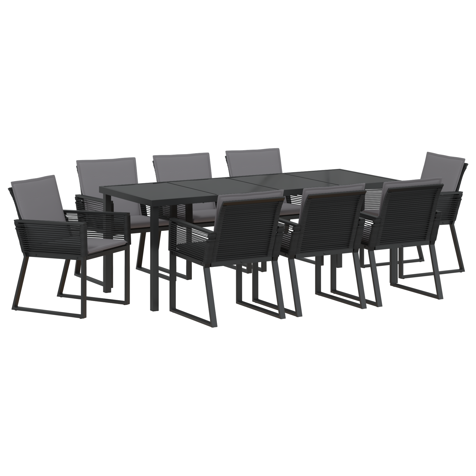 Thumbnail - vidaXL 9-teiliges Garten-Ess-Set mit Kissen Schwarz Poly-Rattan