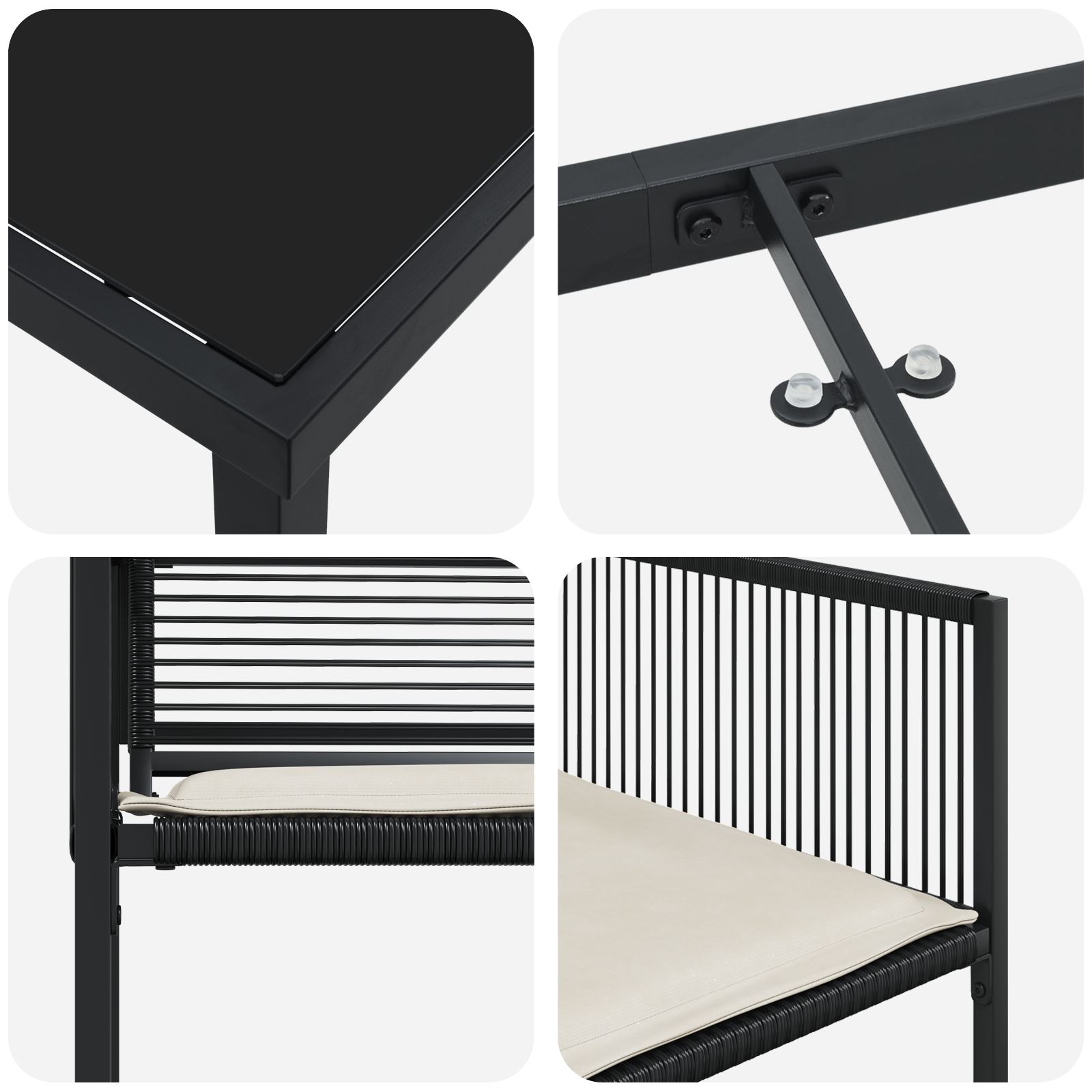 5 частен комплект градинска маса с възглавници Черен полиратан - Image 9