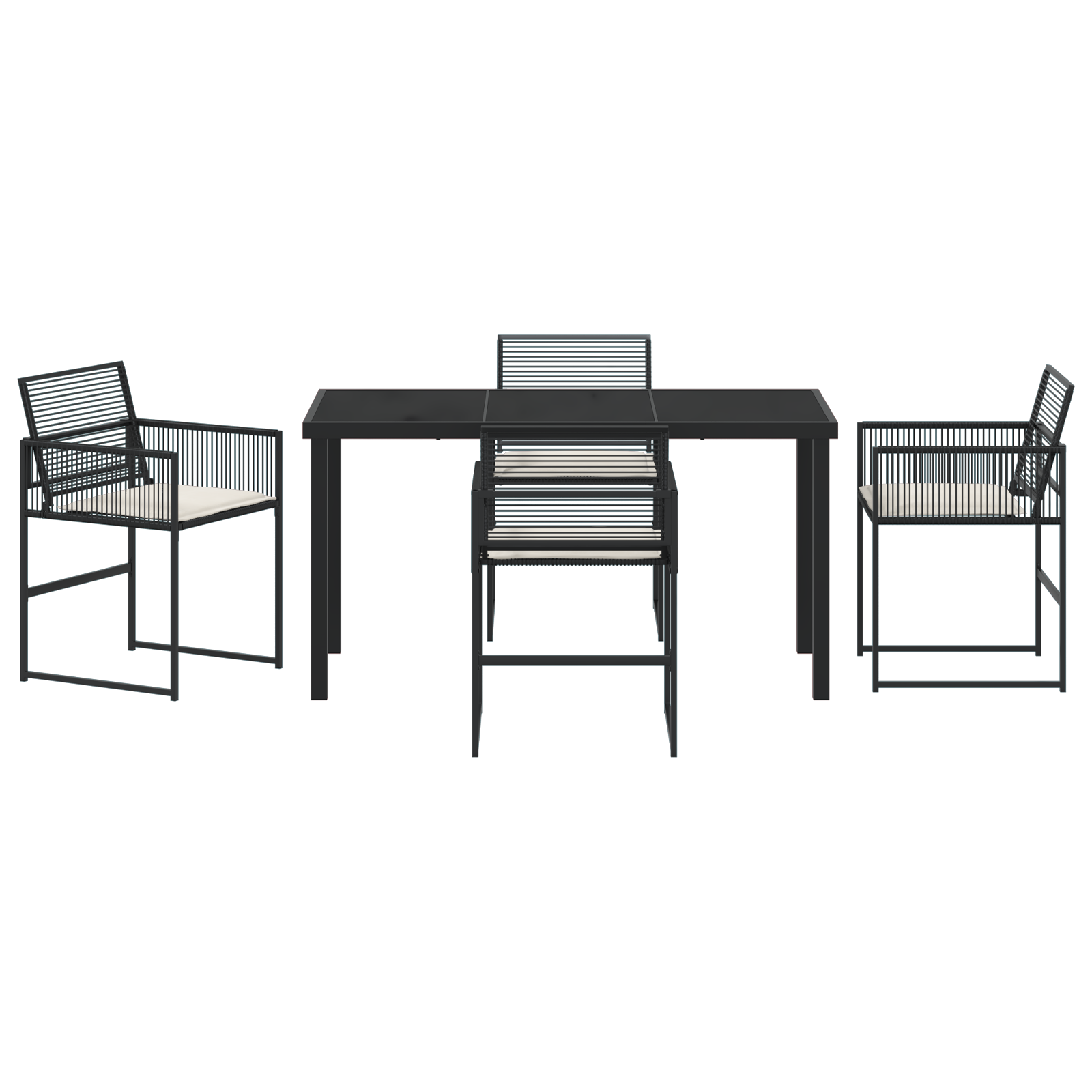 5 частен комплект градинска маса с възглавници Черен полиратан - Image 7