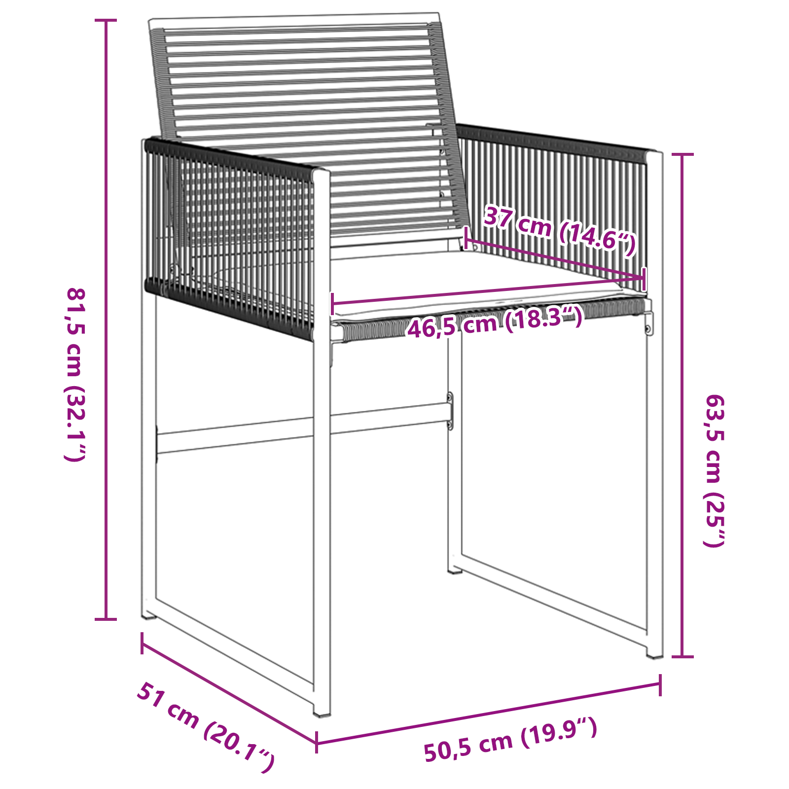 5 частен комплект градинска маса с възглавници Черен полиратан - Image 10