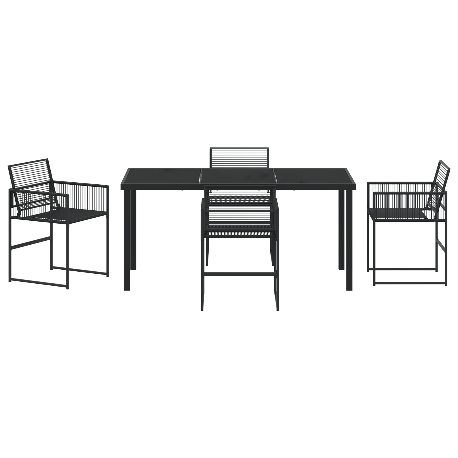 Комплект за хранене в градината 5 части Черен полиратан - Image 7