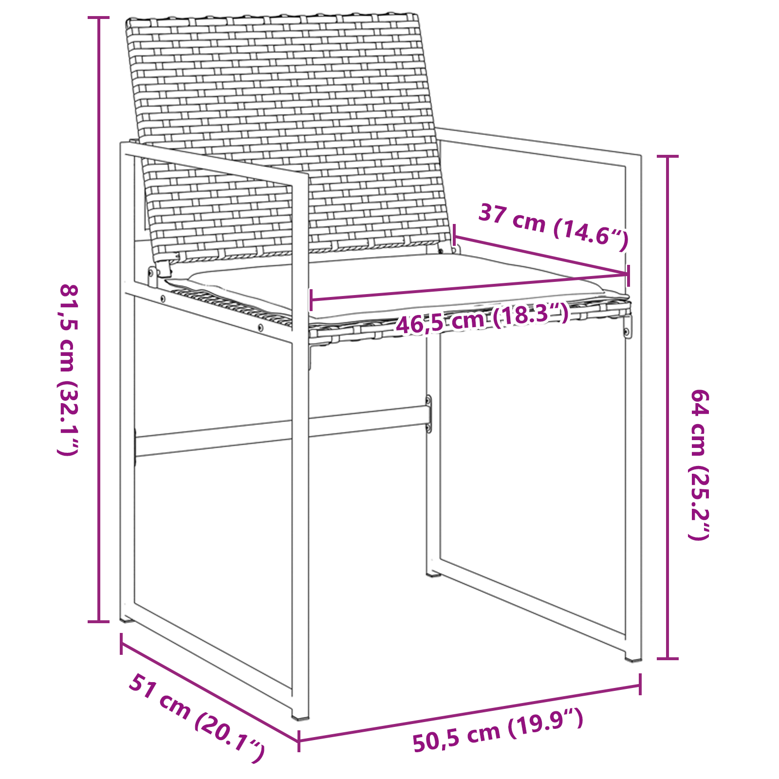 Комплект градинска трапезария  с възглавници Черен Полиратан - Image 10