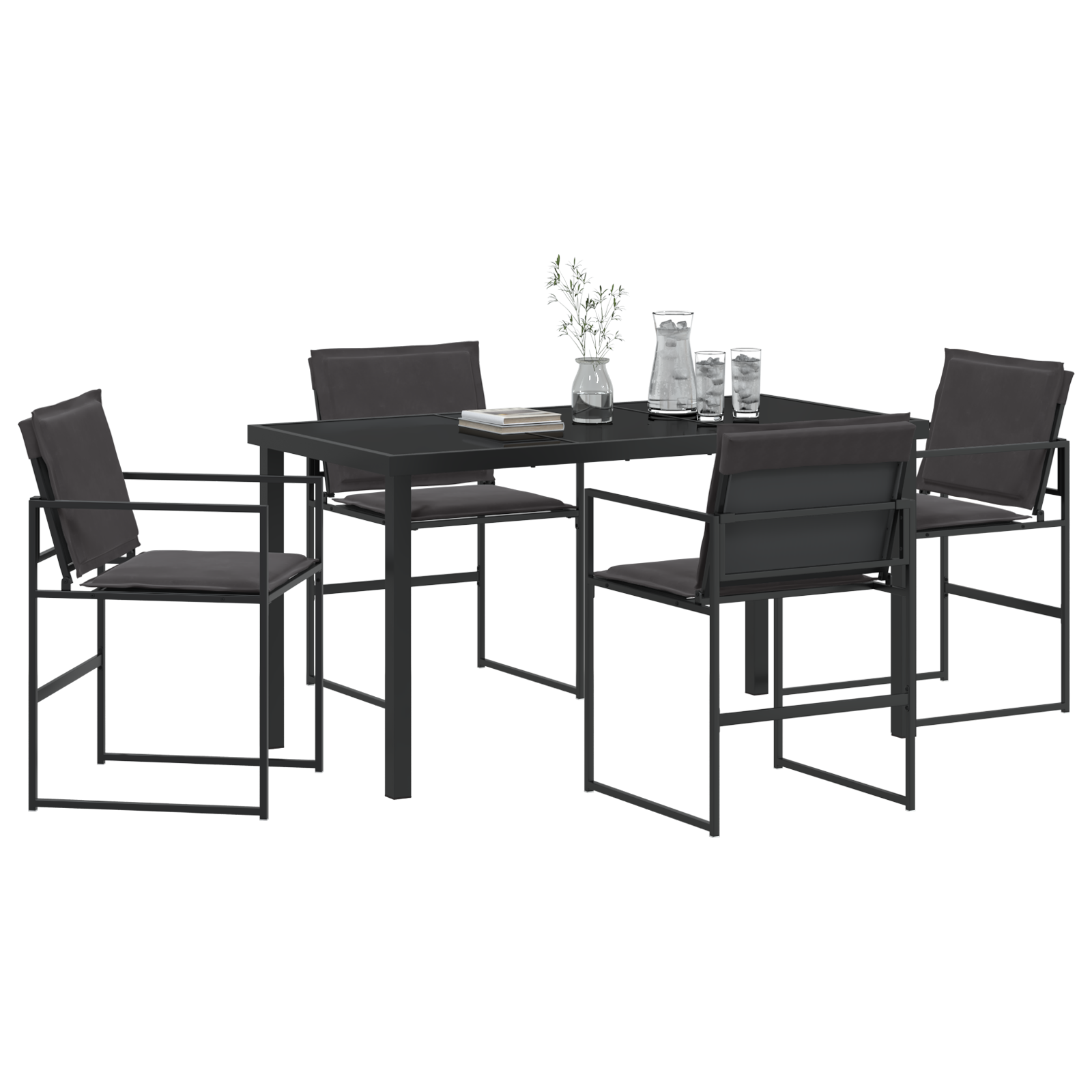 Thumbnail - vidaXL 5-teiliges Garten-Dining-Set mit Kissen schwarz Textilene und Stahl