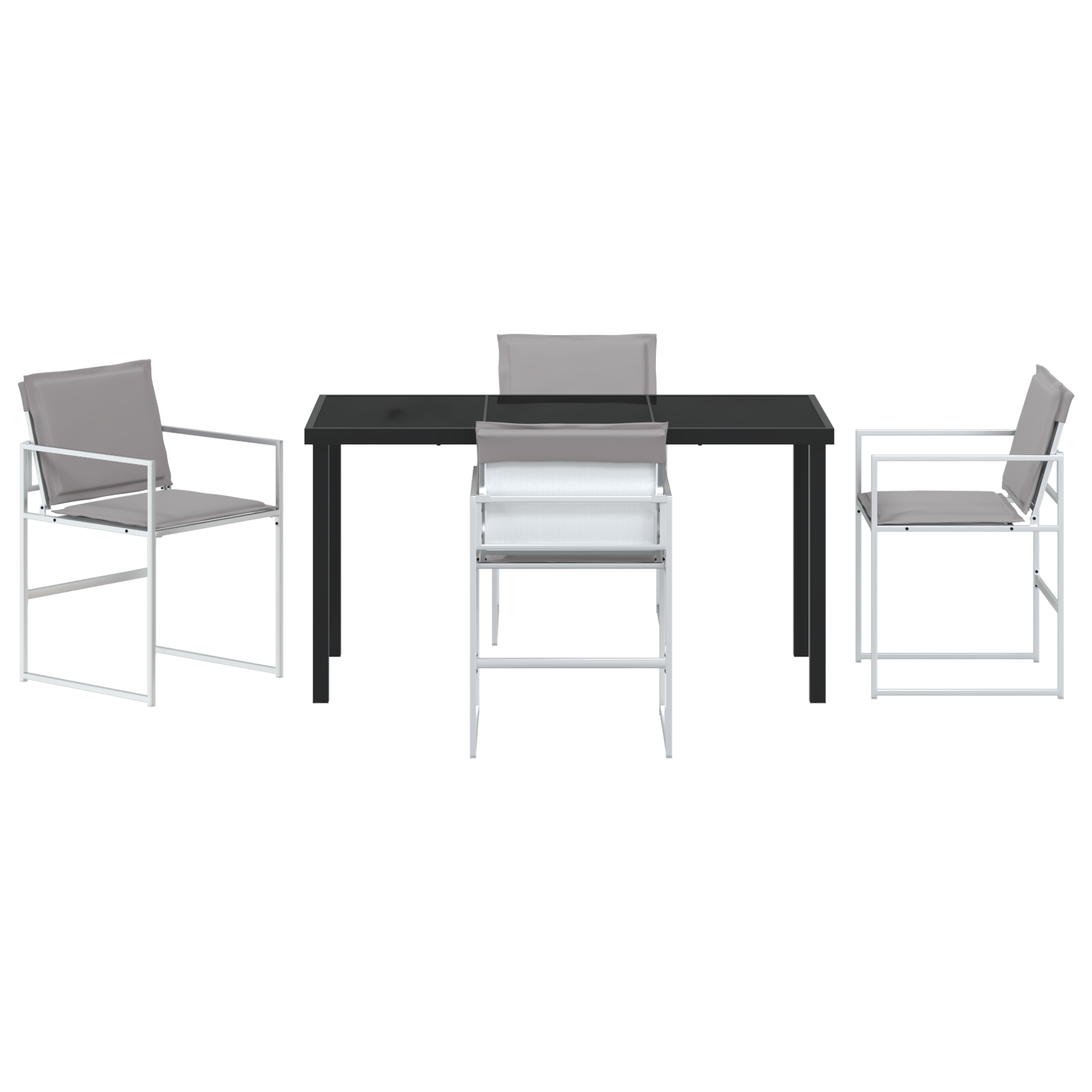 5 Piece Garden Dining Set with Cushions White Textilene and Steel - Image 7