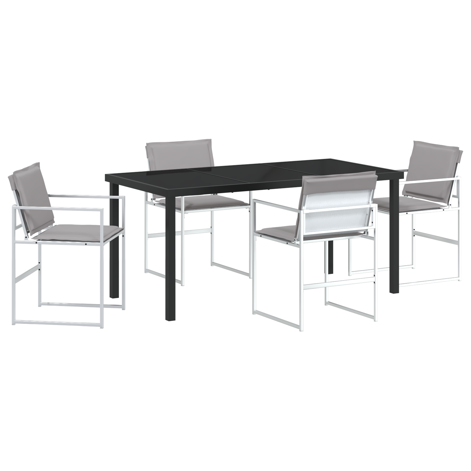 5 Piece Garden Dining Set with Cushions White Textilene and Steel - Image 2