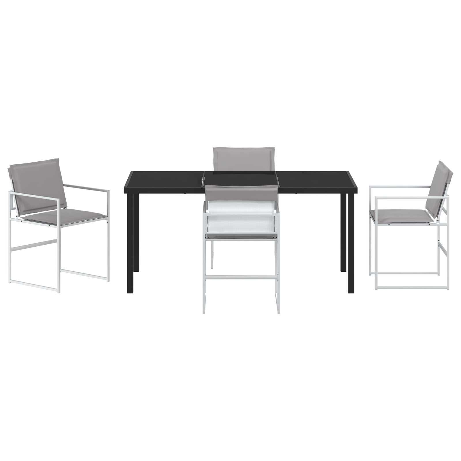 5 Piece Garden Dining Set with Cushions White Textilene and Steel - Image 7