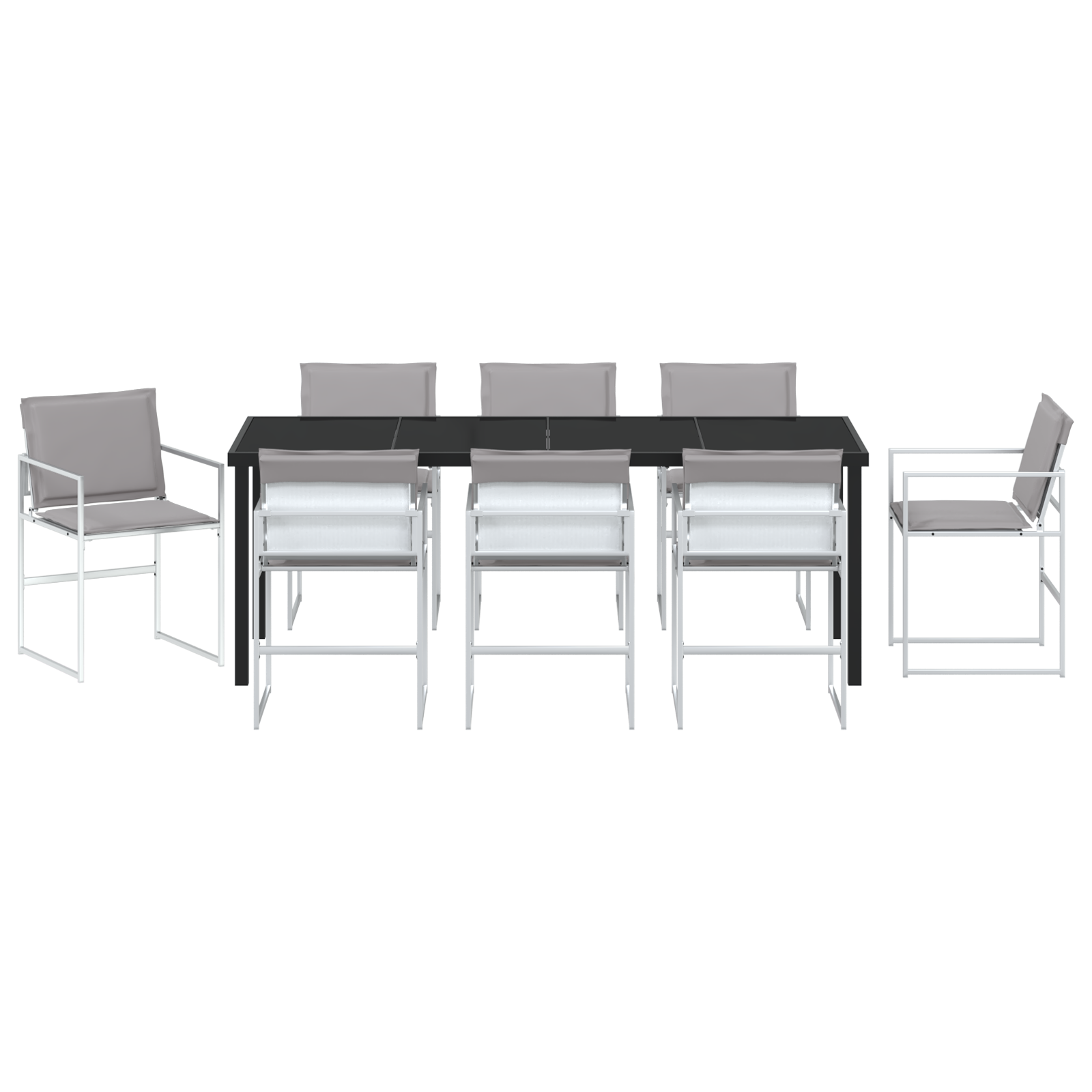 9 dalių sodo valgomojo komplektas su pagalvėlėmis baltas tekstilenas ir plienas - Image 7