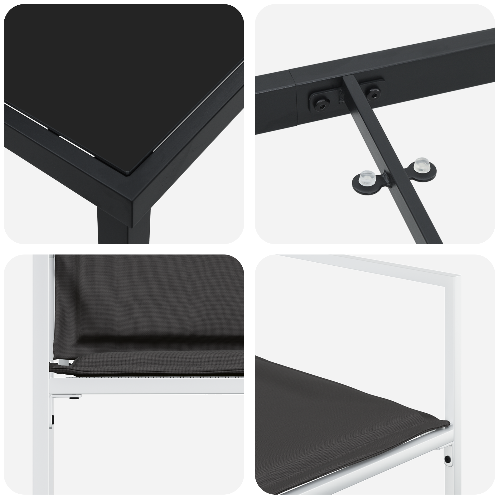 5 Piece Garden Dining Set with Cushions White Textilene and Steel - Image 9