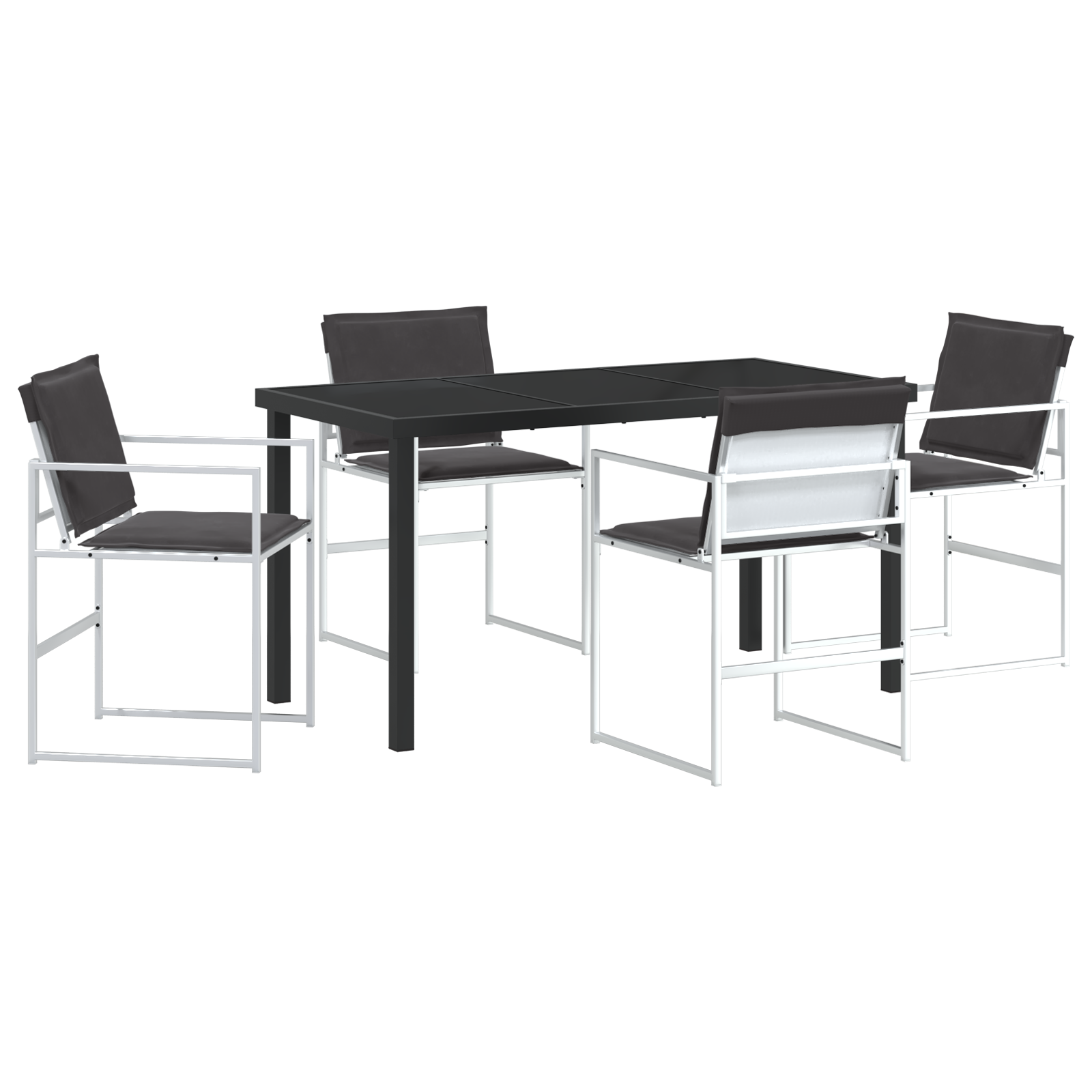 5 Piece Garden Dining Set with Cushions White Textilene and Steel - Image 2
