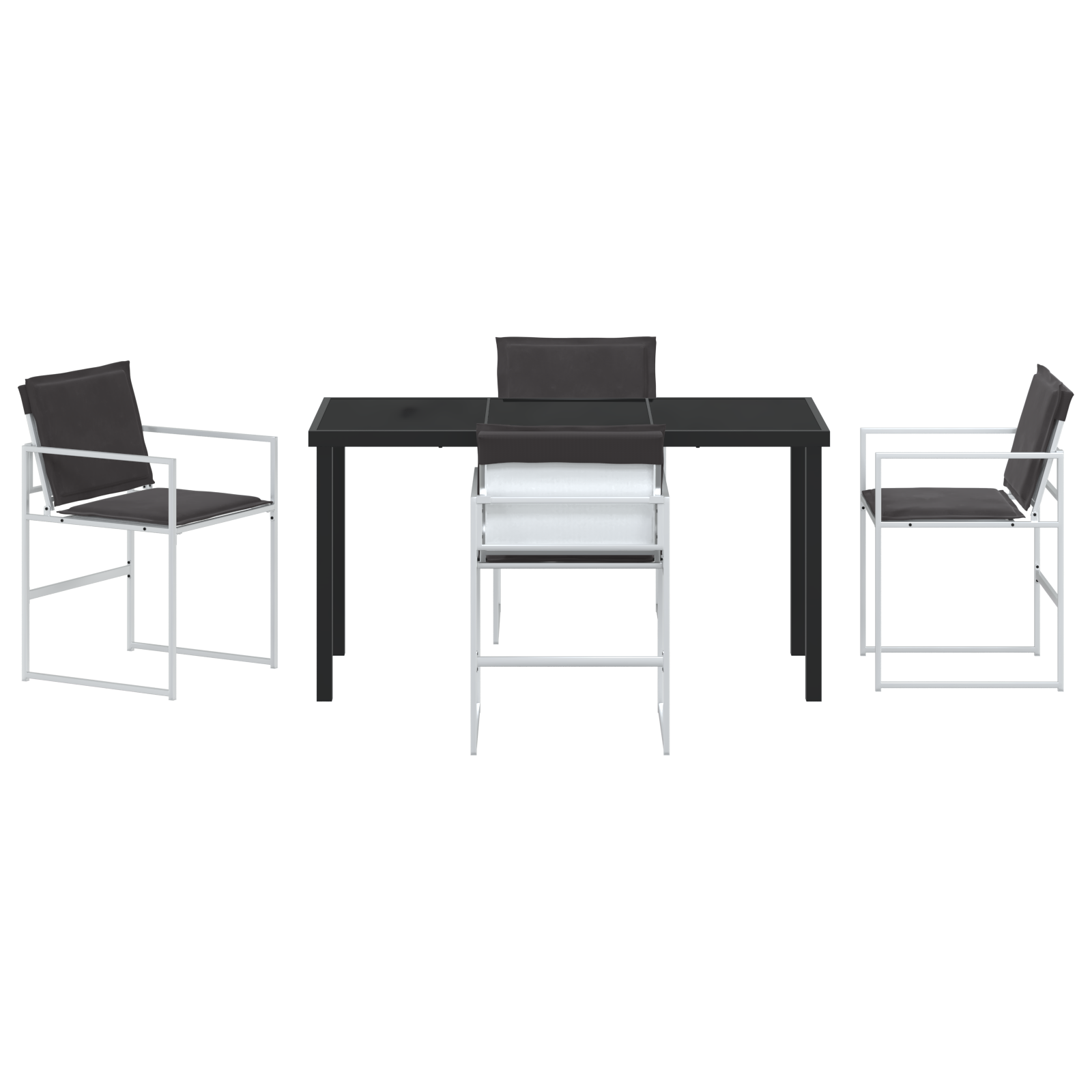 5 Piece Garden Dining Set with Cushions White Textilene and Steel - Image 7
