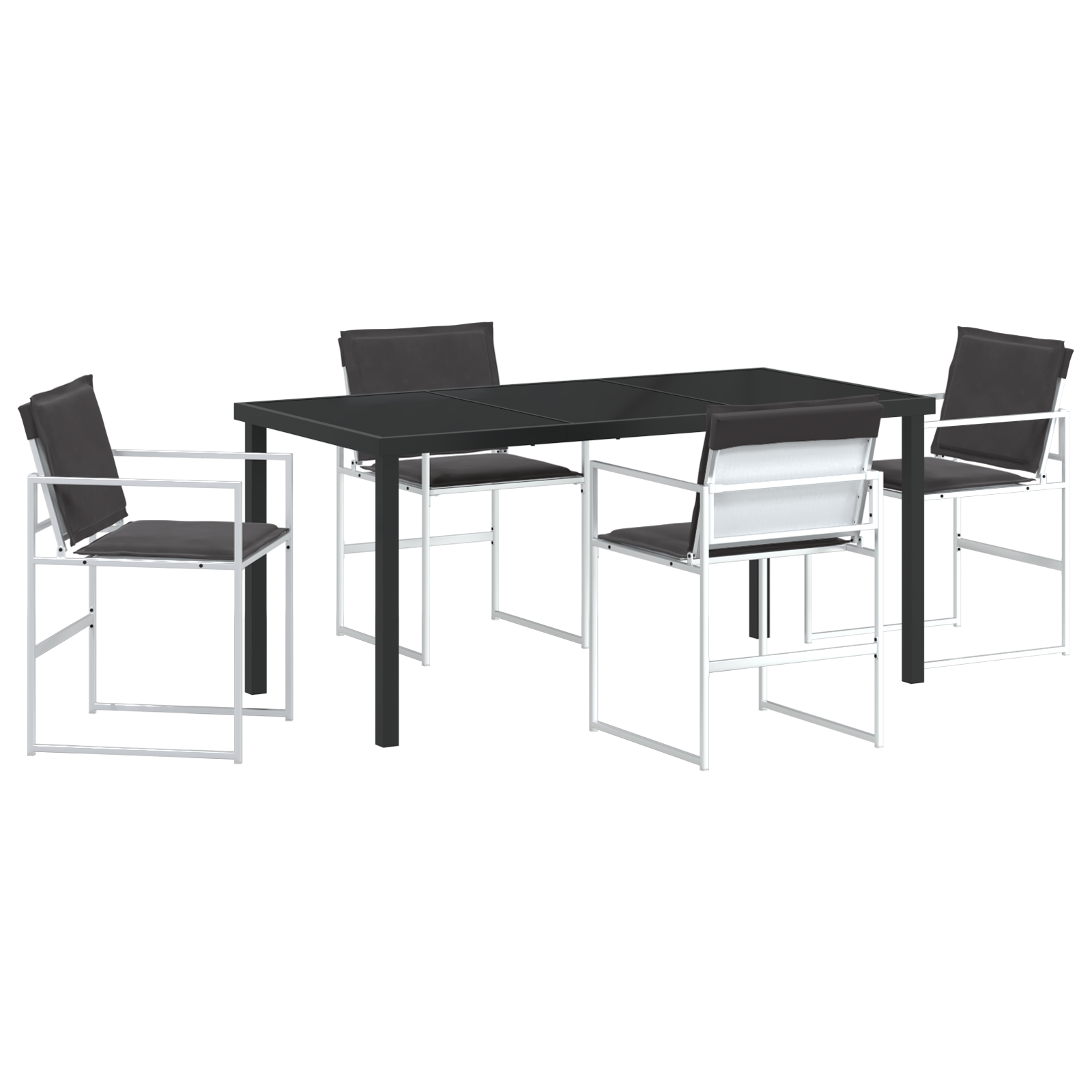 5 Piece Garden Dining Set with Cushions White Textilene and Steel - Image 2