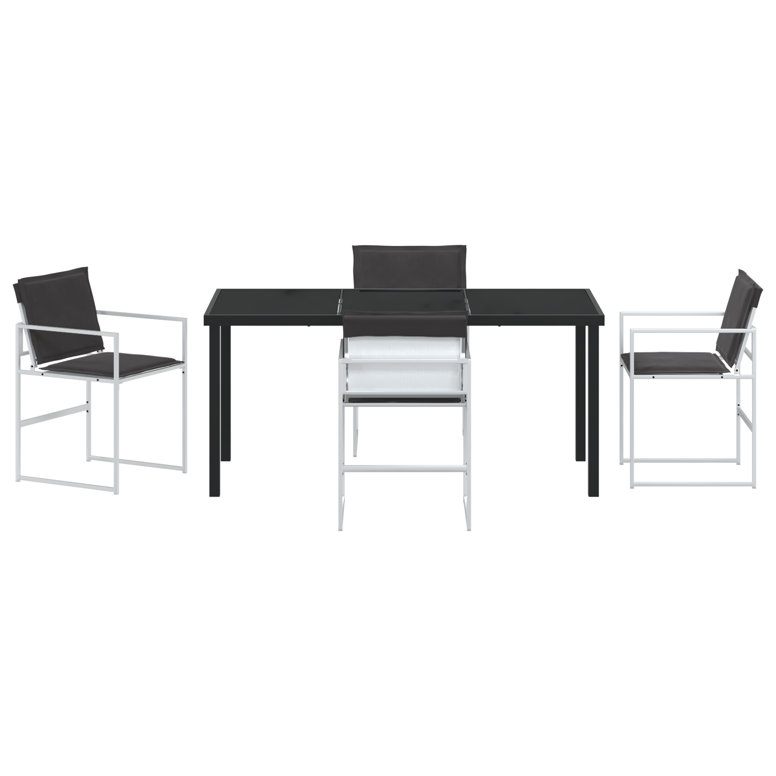 5 Piece Garden Dining Set with Cushions White Textilene and Steel - Image 7