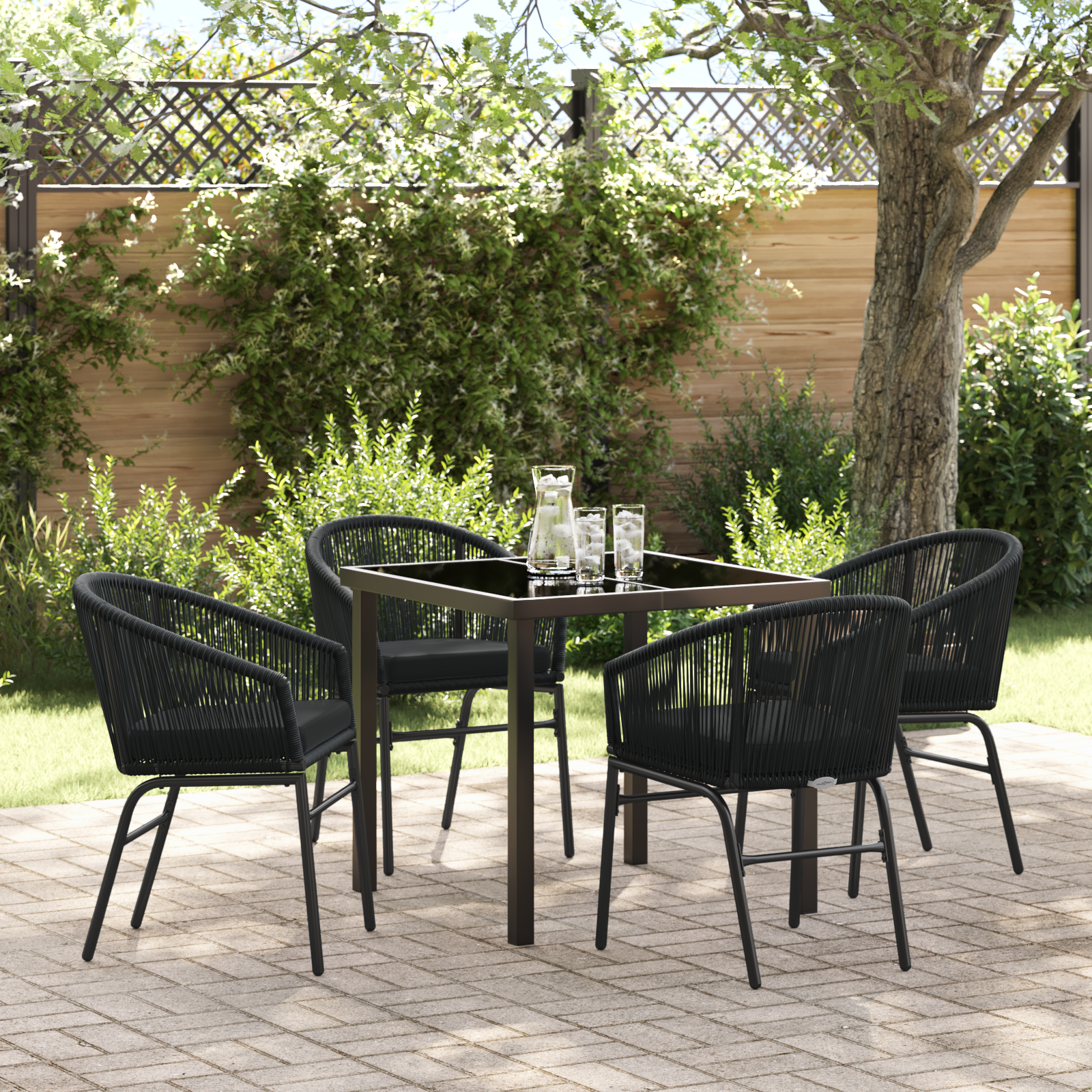 Thumbnail - vidaXL 5-teiliges Garten-Ess-Set - Schwarz, Poly Rattan