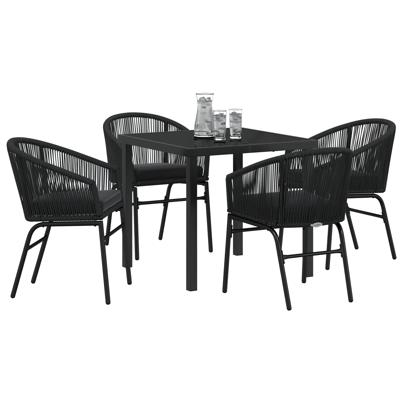 Thumbnail - vidaXL 5-teiliges Garten-Ess-Set - Schwarz, Poly Rattan