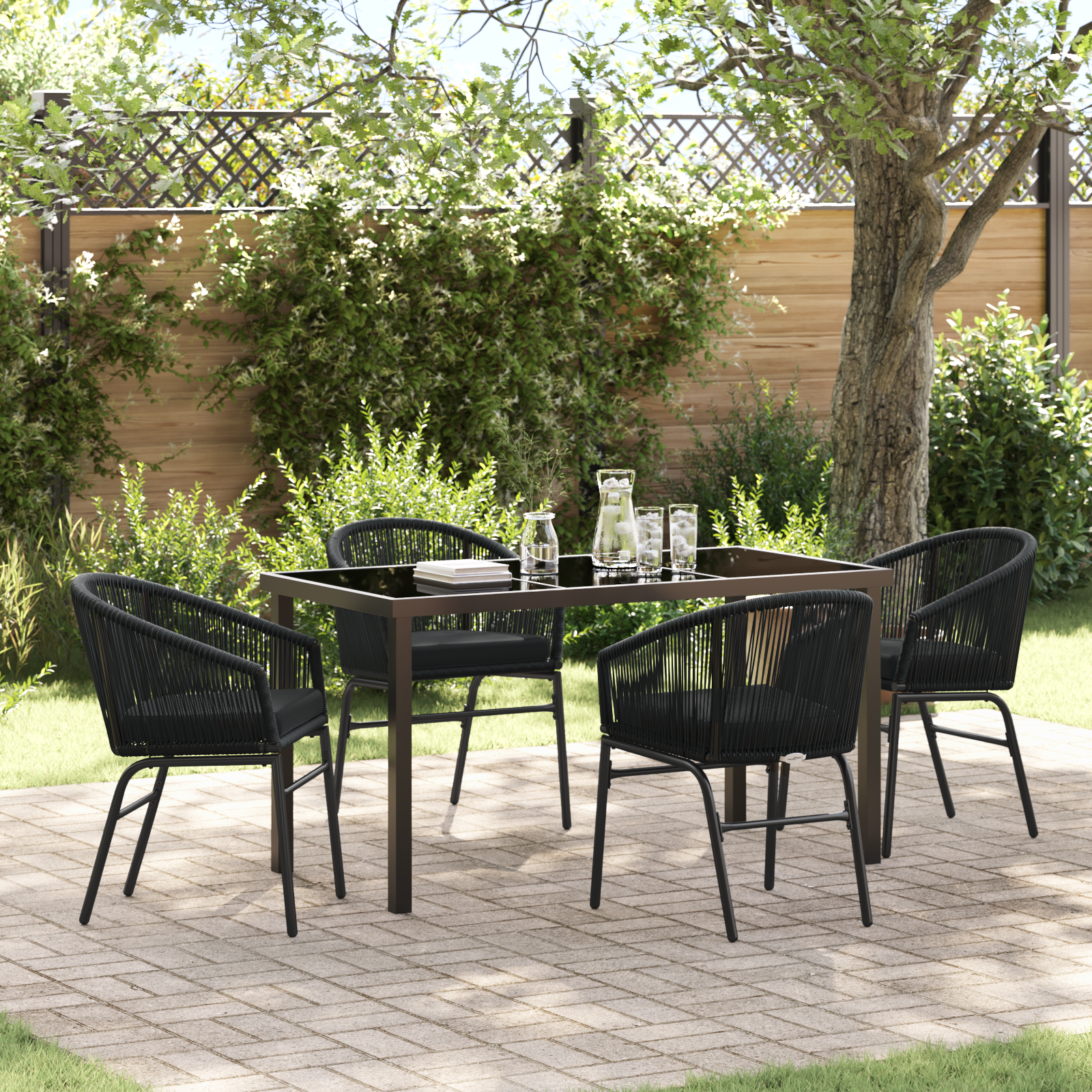 Thumbnail - vidaXL 5-teiliges Garten-Dining-Set - Stilvolles Poly-Rattan in Schwarz