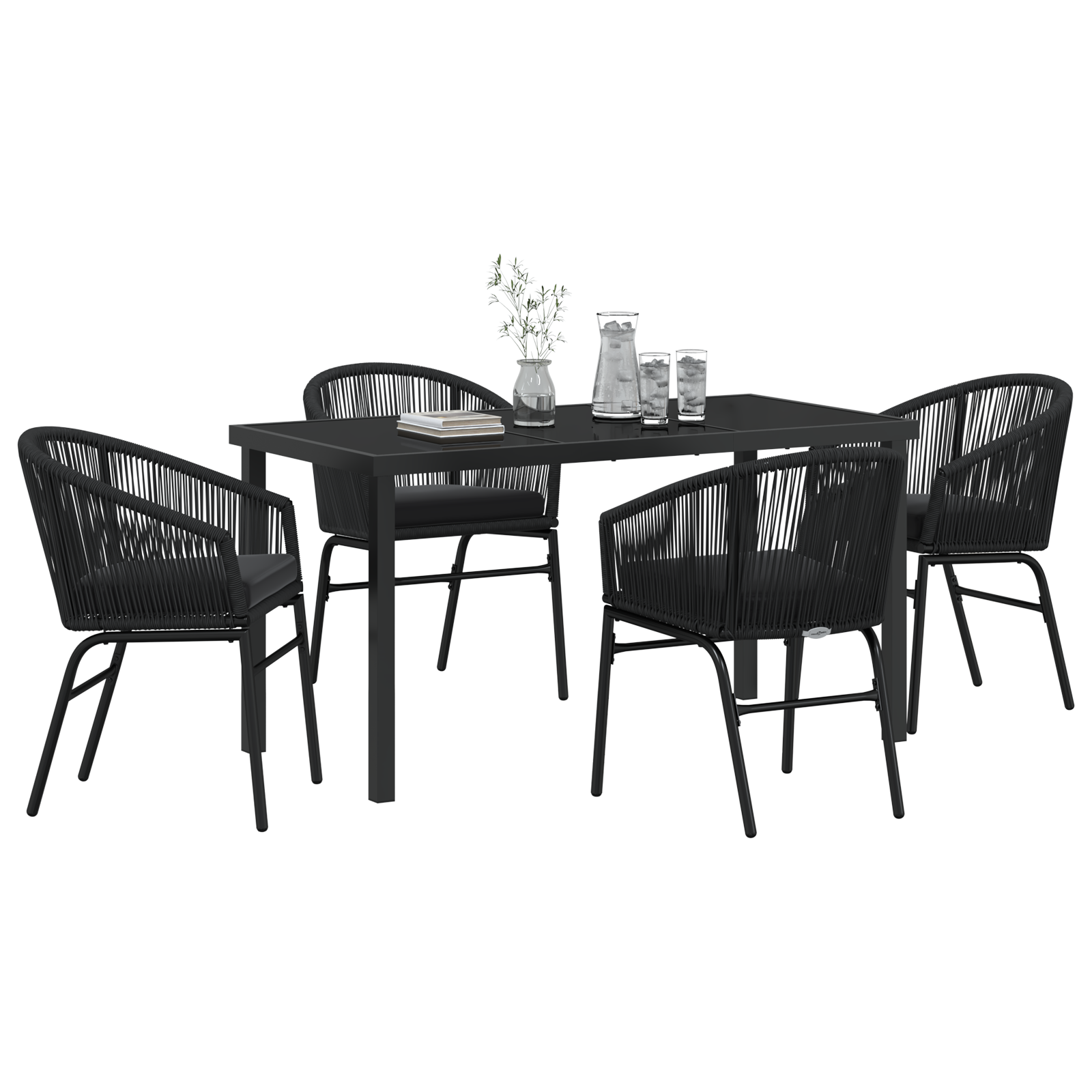 Thumbnail - vidaXL 5-teiliges Garten-Dining-Set - Stilvolles Poly-Rattan in Schwarz
