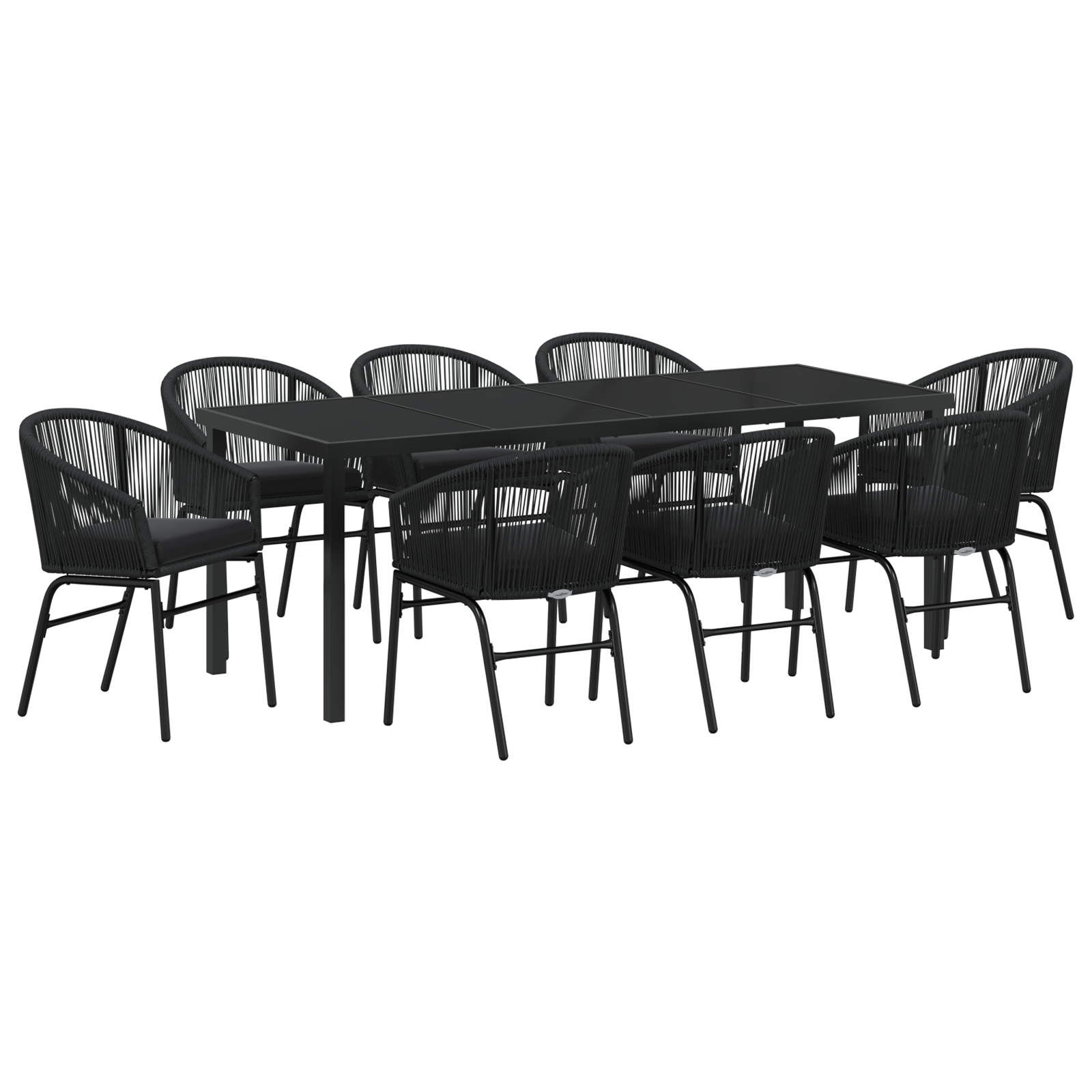 Thumbnail - vidaXL 9-teiliges Garten-Esstisch Set - Schwarzes Poly Rattan
