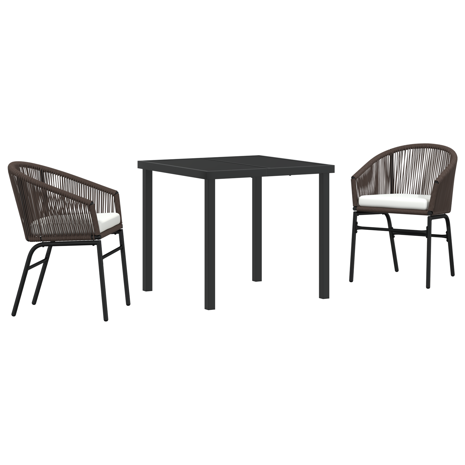 3 части градински трапезен комплект кафяв полиратан - Image 2