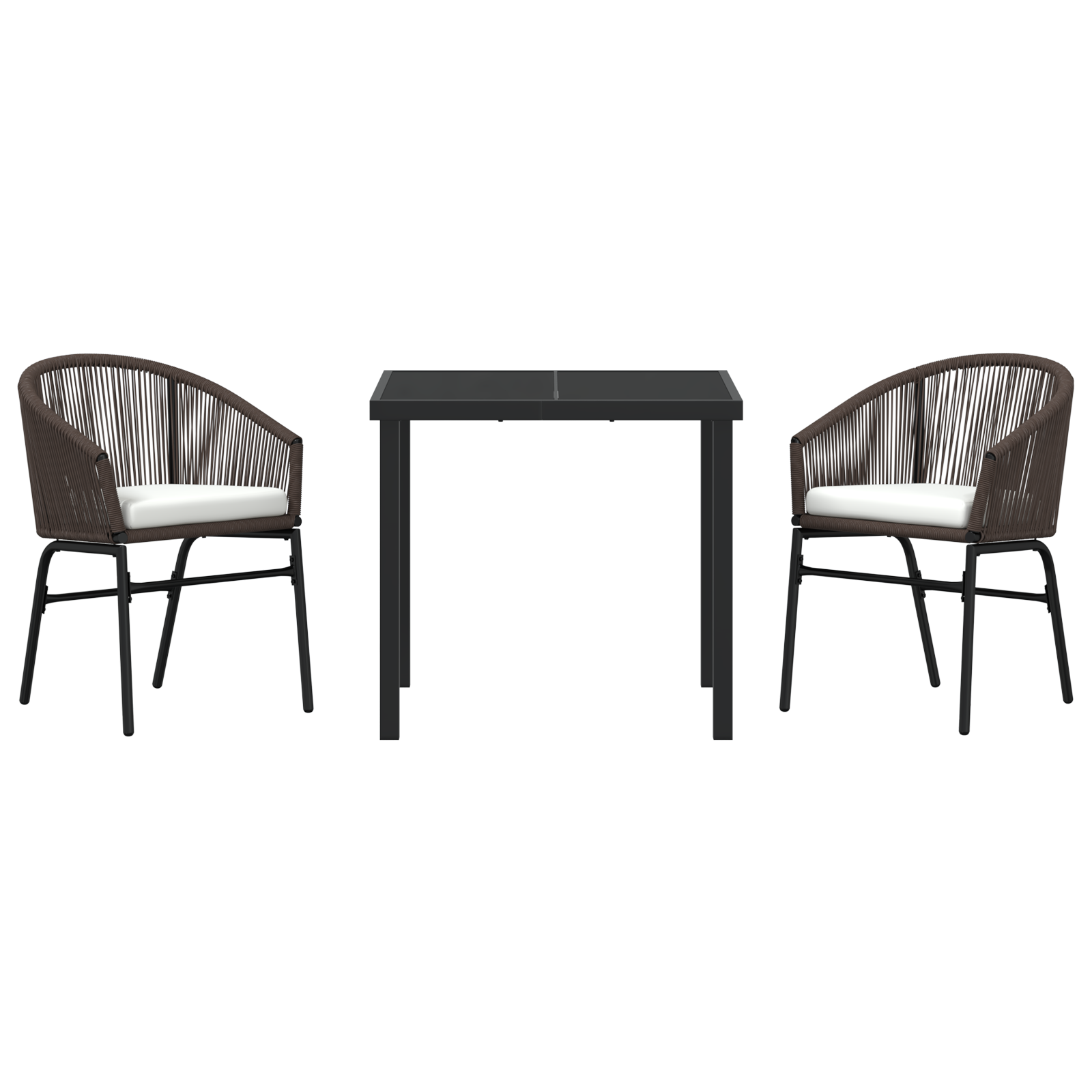 3 части градински трапезен комплект кафяв полиратан - Image 7