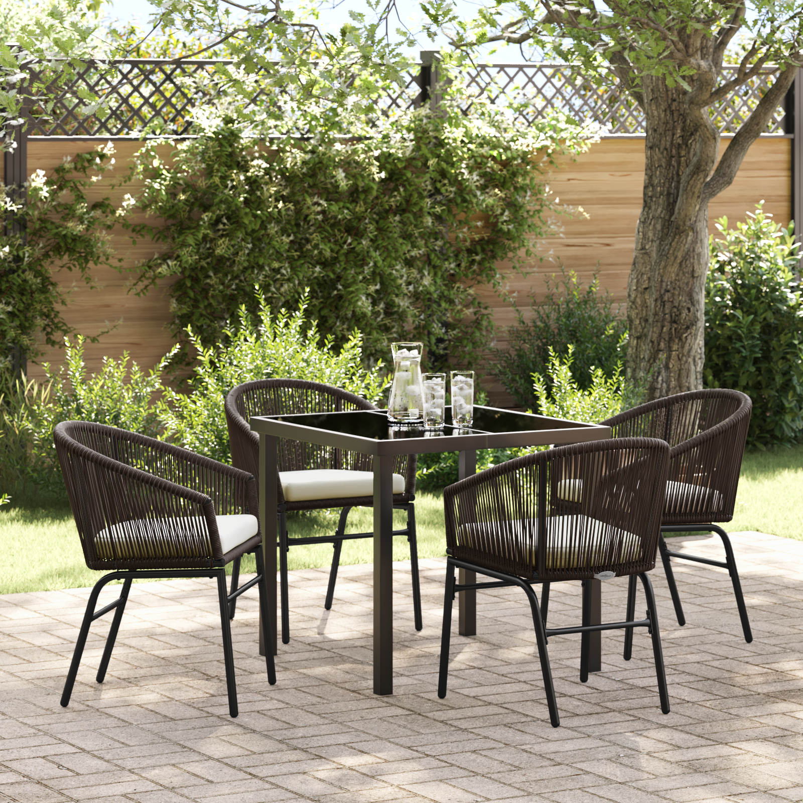 Thumbnail - vidaXL 5-teiliges Garten-Esszimmer-Set - Braun Poly Rattan