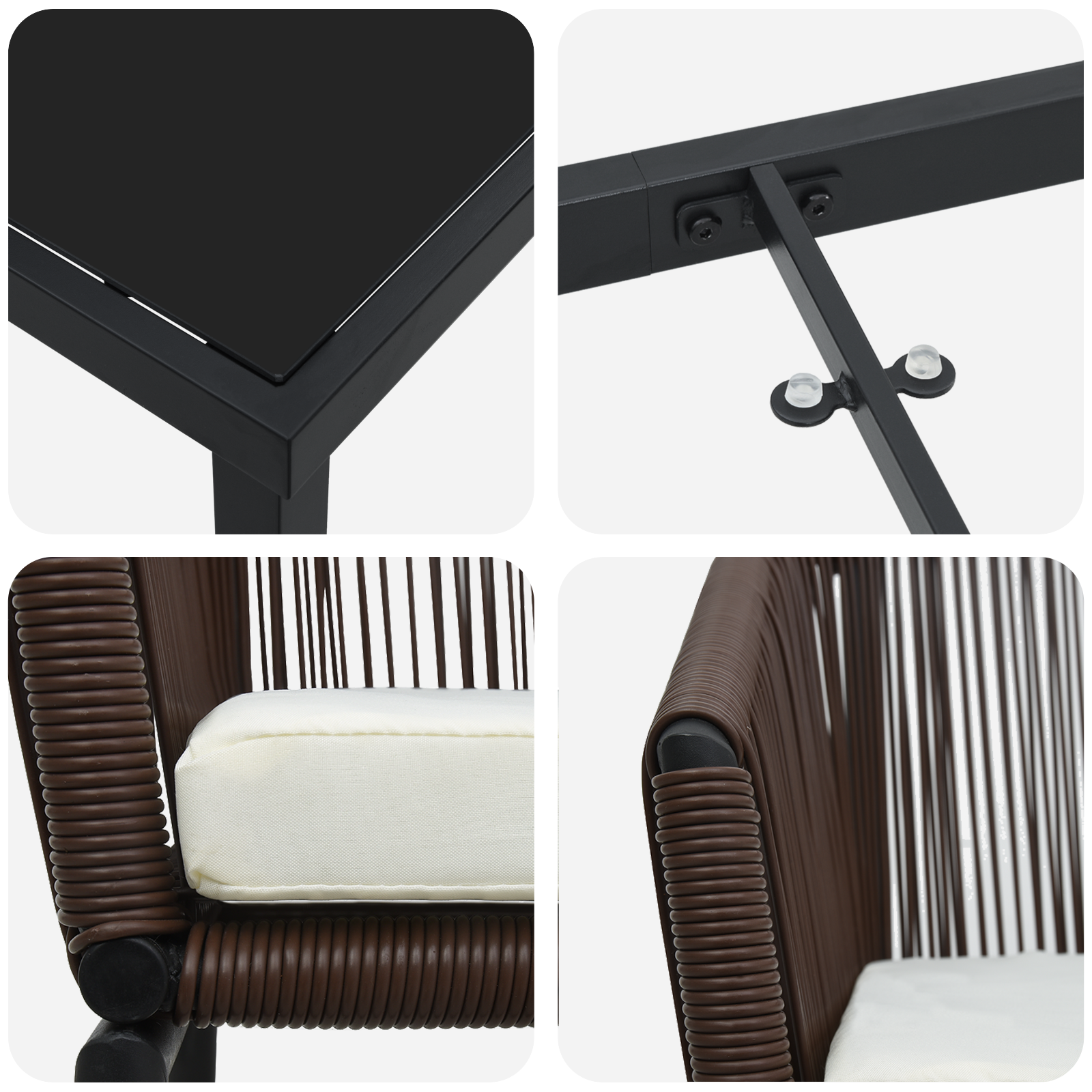 5 Часова градинска трапезария кафяв поли ратан - Image 9