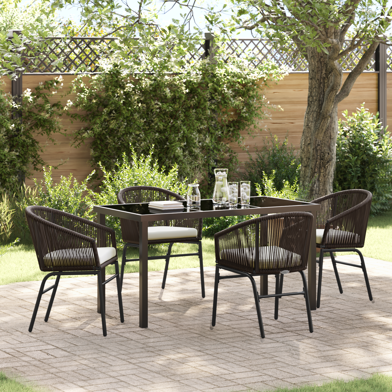 Thumbnail - vidaXL 5-teiliges Esszimmer-Set für den Garten - Braun Poly-Rattan
