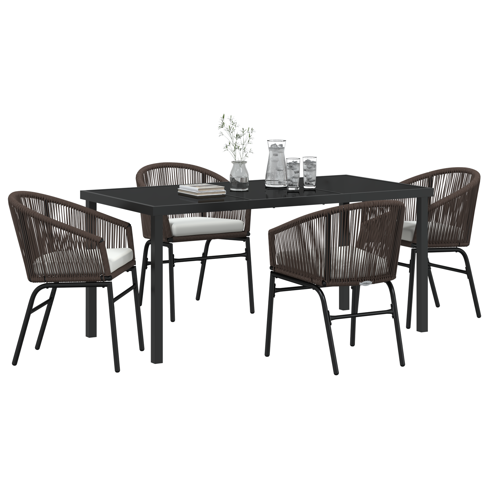 Комплект Градински Столове  5 Часа Кафяво Полиестерно Влакно - Image 3