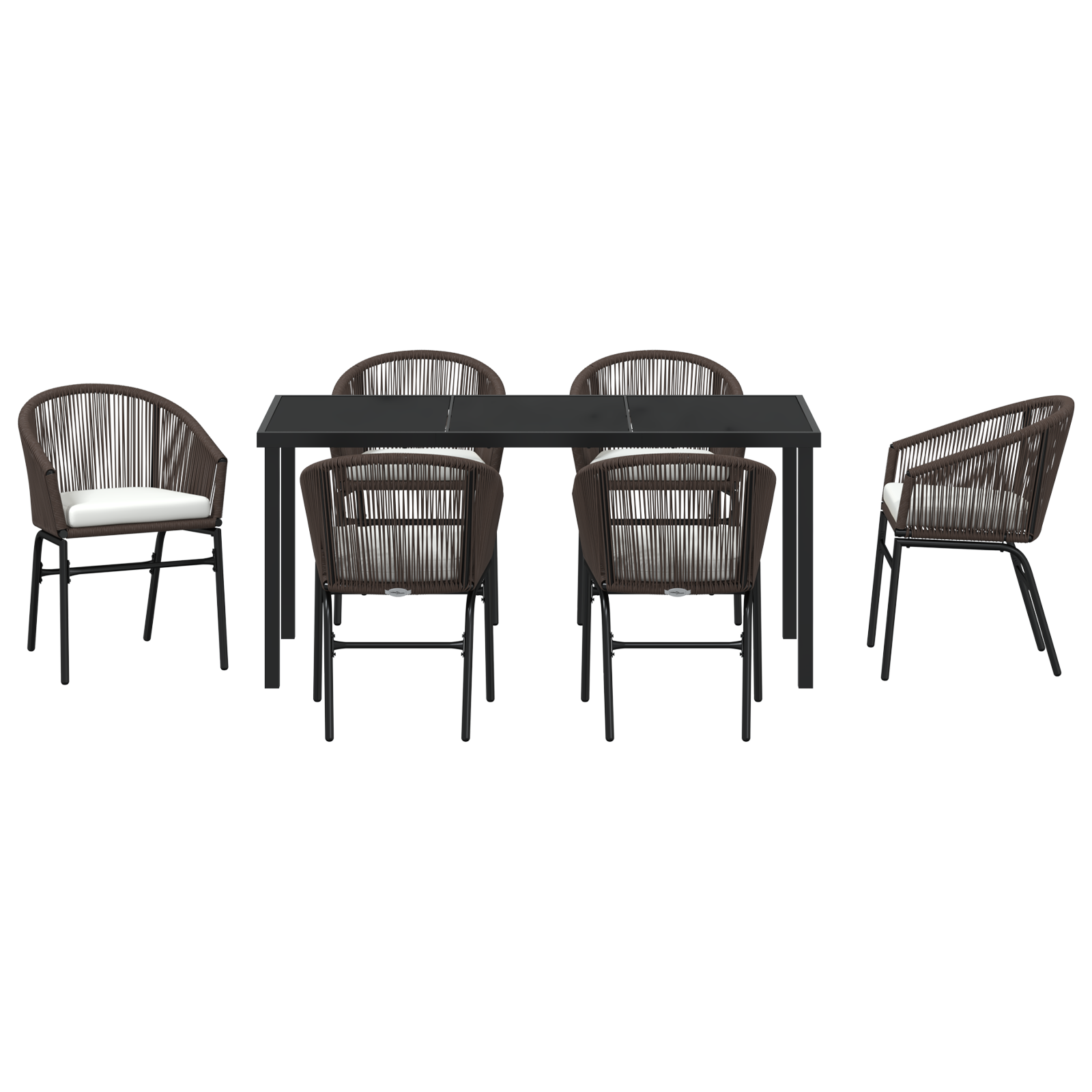 Комплект градински мебели  от 7 части Кафяв полиратан - Image 7