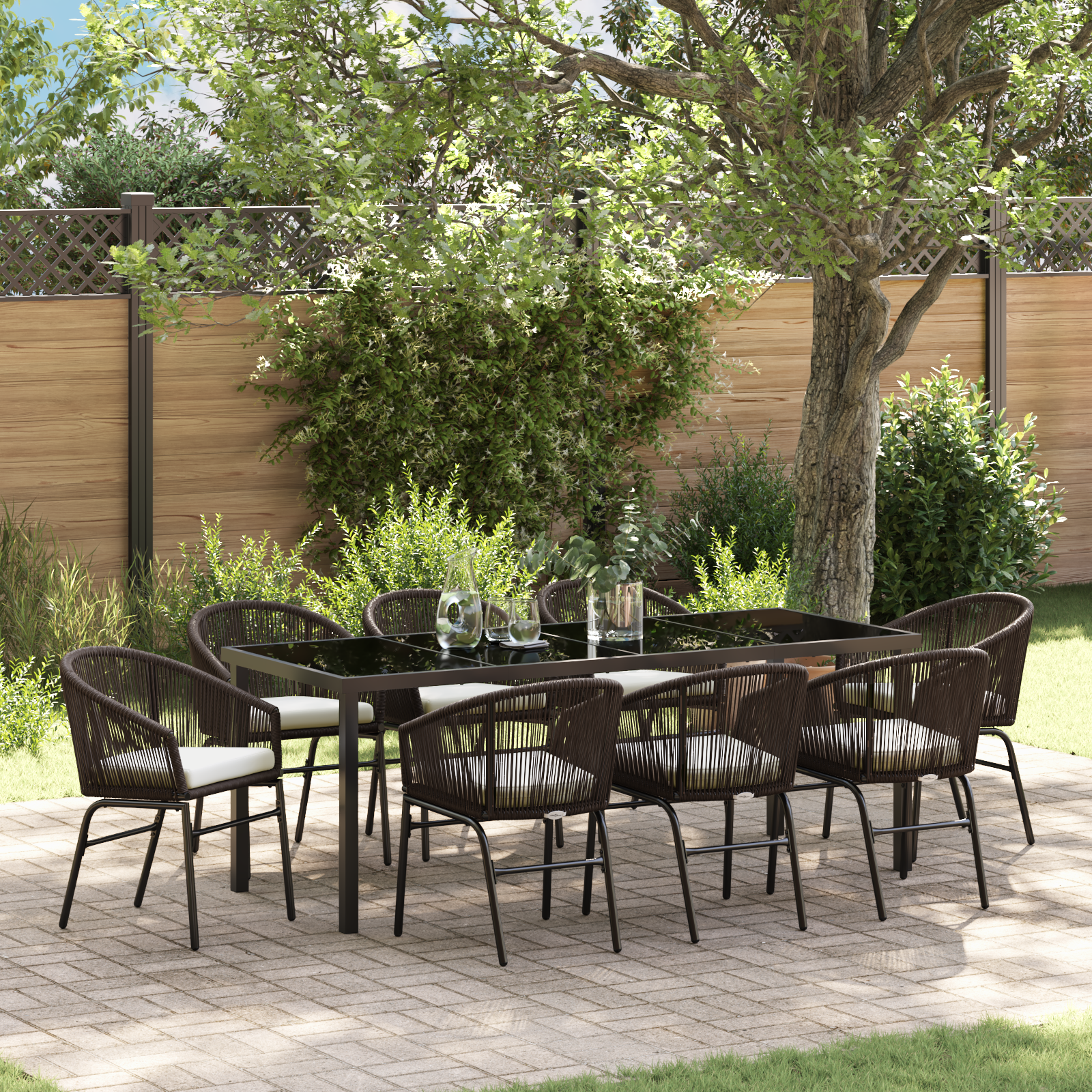 Thumbnail - vidaXL 9-teiliges Garten-Essgruppe, braunes Poly-Rattan