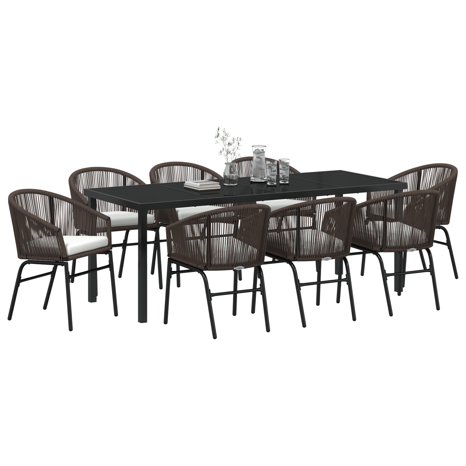 Thumbnail - vidaXL 9-teiliges Garten-Essgruppe, braunes Poly-Rattan