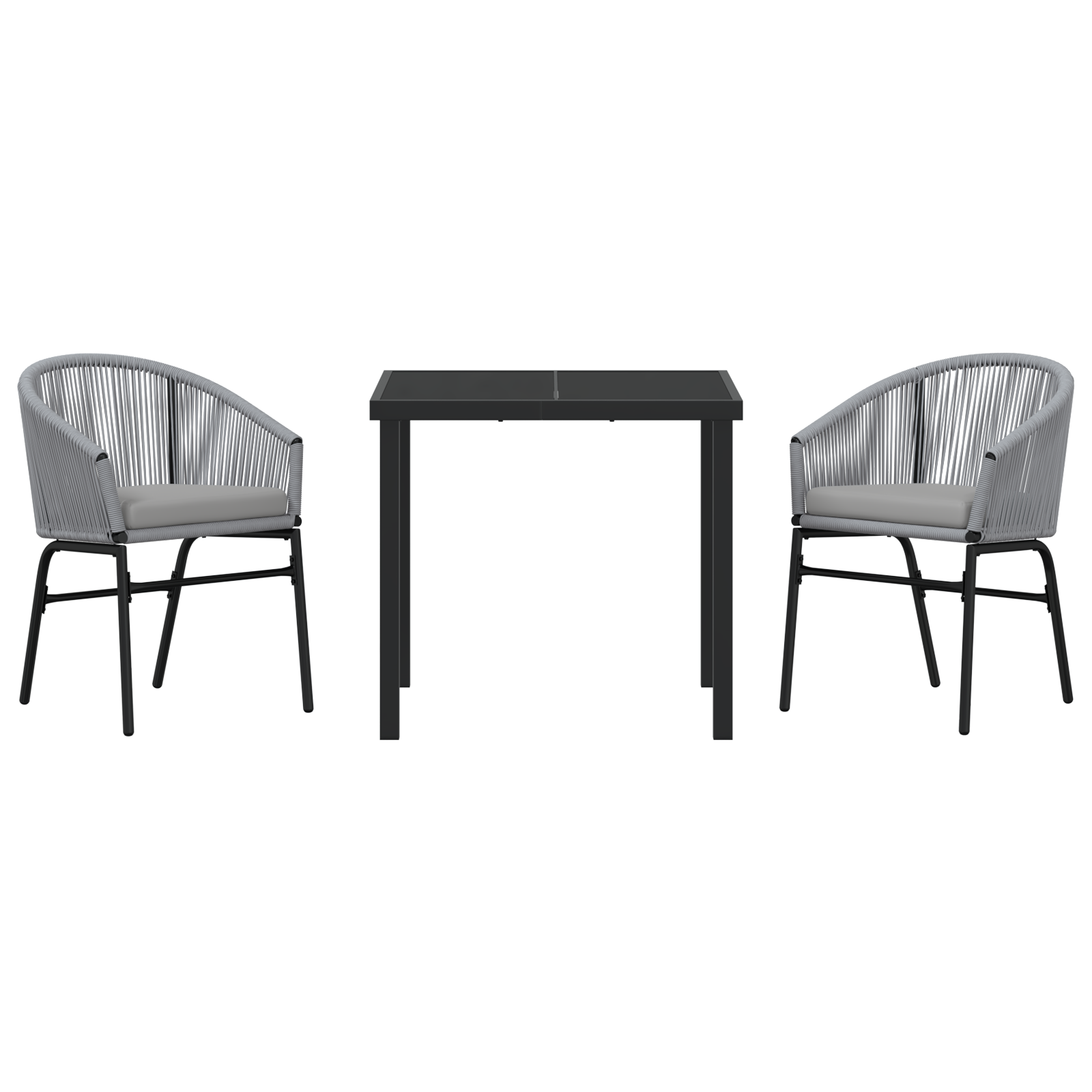 Комплект за градинско хранене от 3 части Сив Полиратан - Image 7