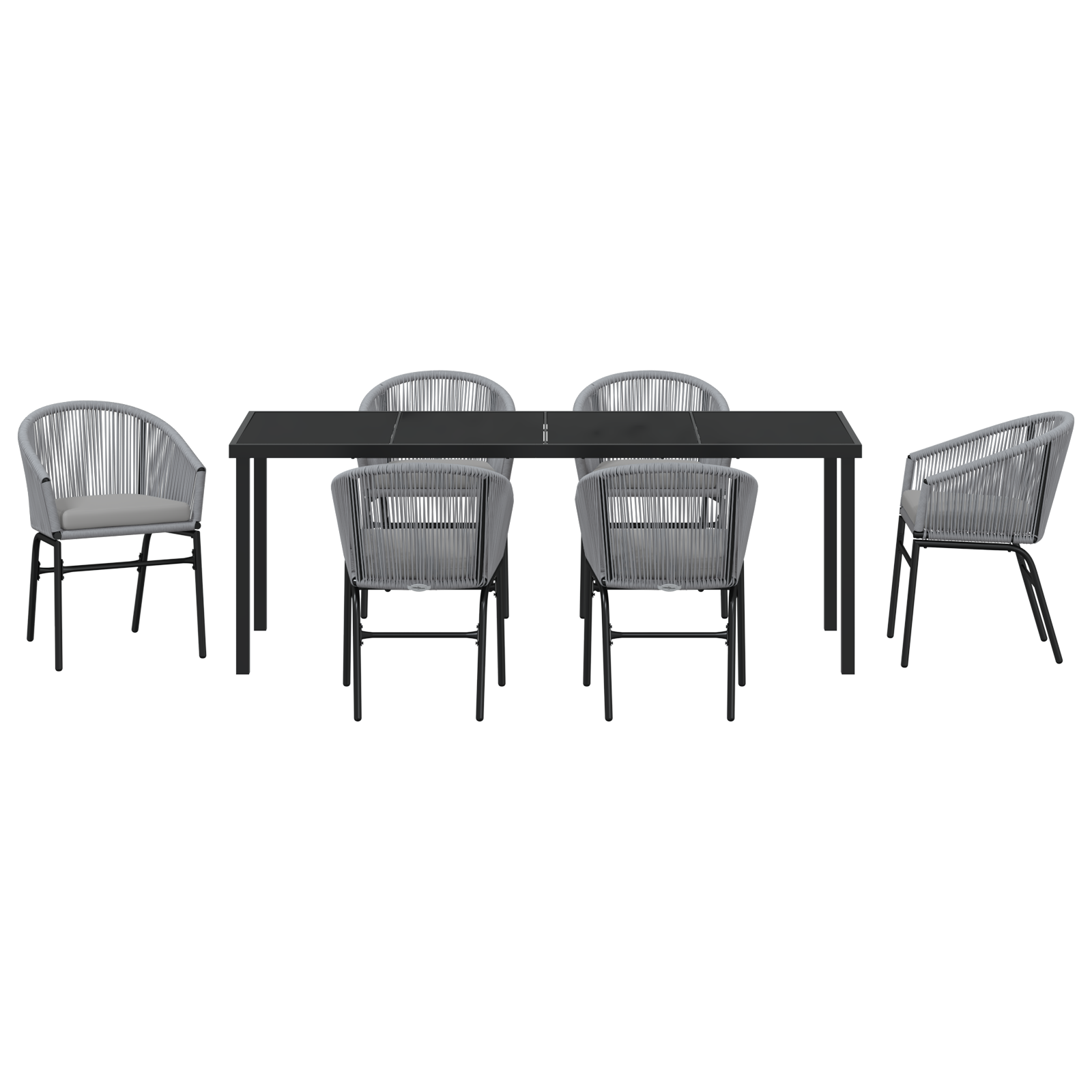 7 Частен комплект градинска трапезария сив полиратан - Image 7
